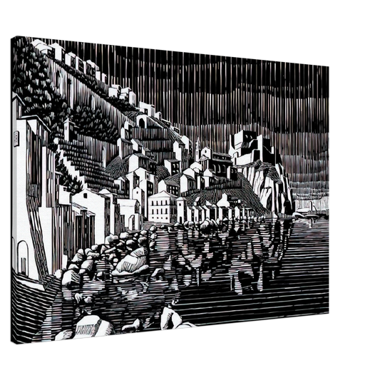 MC Escher - SCILLA CALABRIA FEBRUARY 1931 1931 Canvas - 20x30 cm / 8x12 inches-canvas