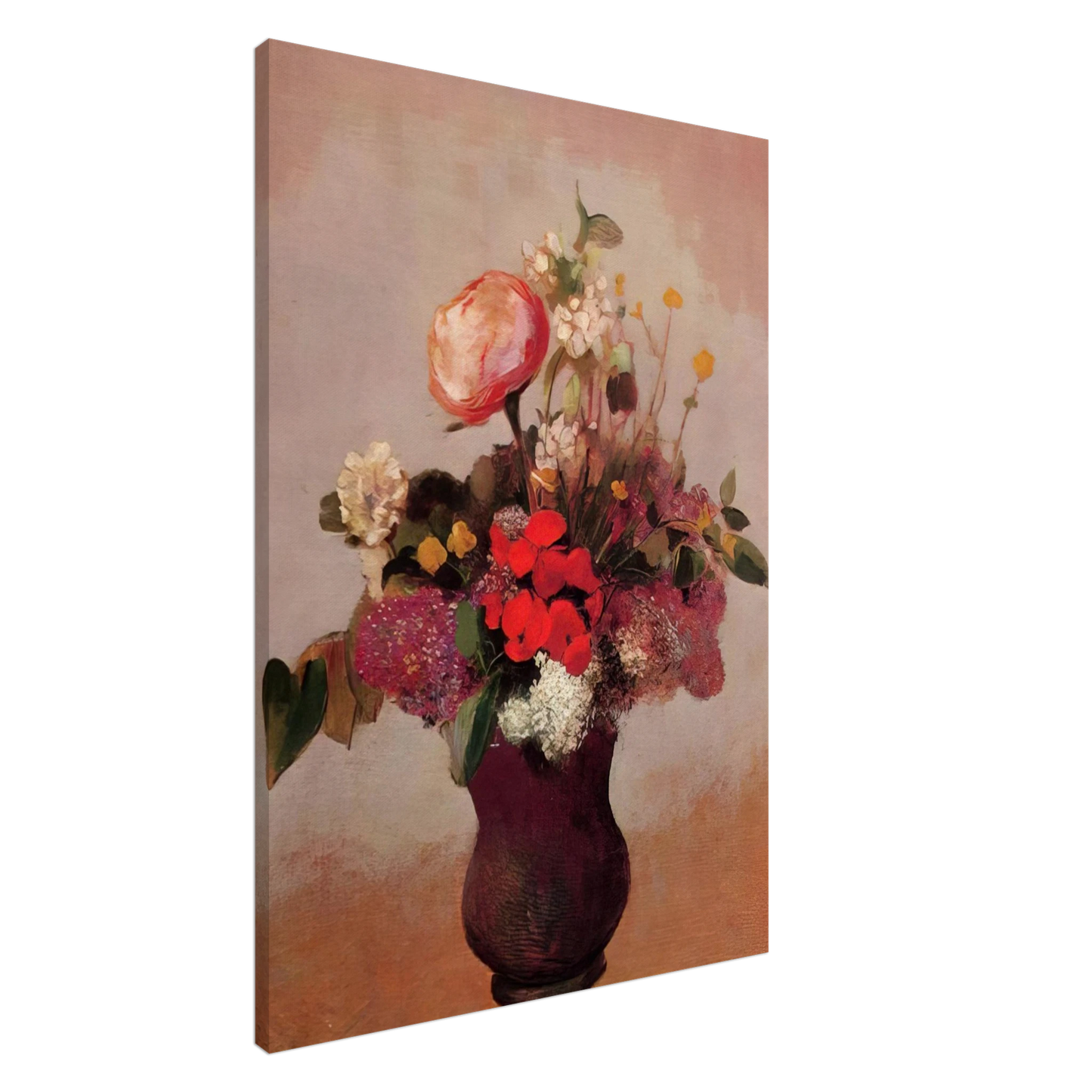 Odilon Redon - FLOWERS IN AA BROWN VASE Canvas - 20x30 cm / 8x12 inches-canvas