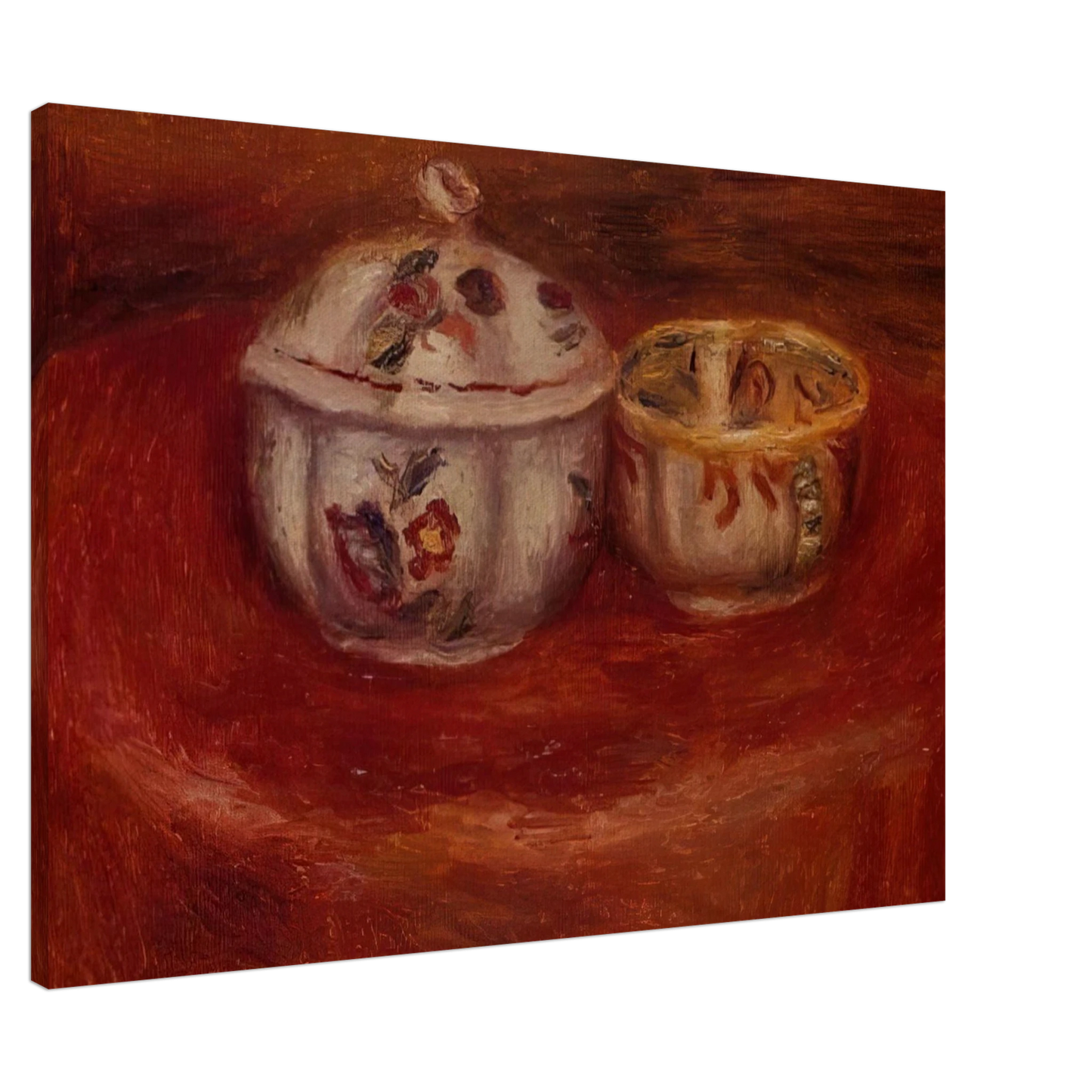 Pierre-Auguste Renoir - Sugar Bowl and Earthenware Bowl Canvas - 20x30 cm / 8x12 inches-canvas