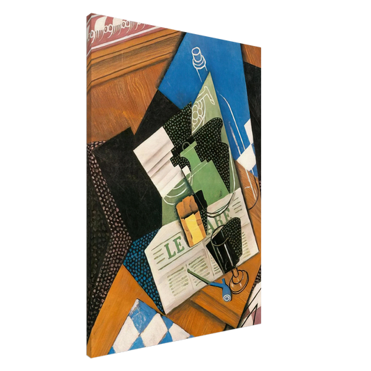 Juan Gris - WATER BOTTLE BOTTLE AND FRUIT DISH 1915 Canvas - 20x30 cm / 8x12 inches-canvas