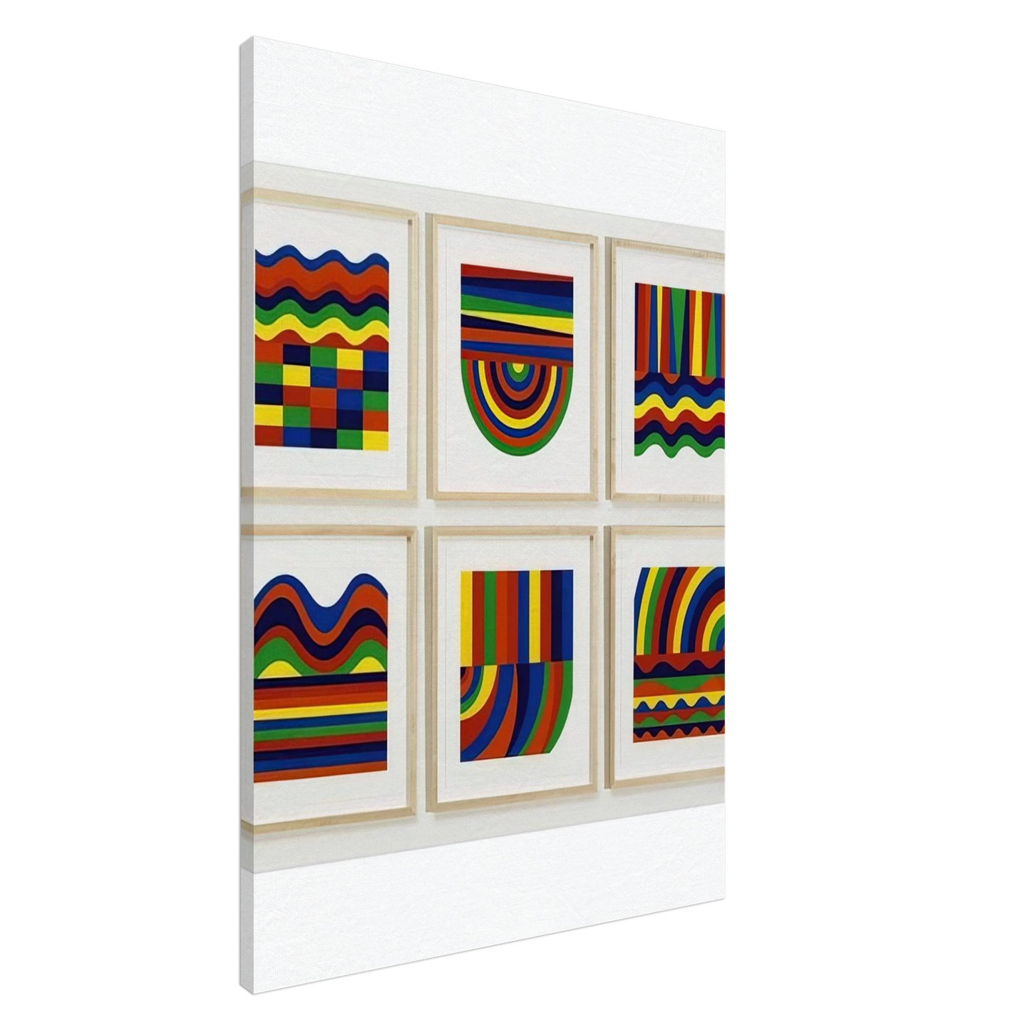 Sol LeWitt - Arcs and Bands in Colors Canvas - 20x30 cm / 8x12 inches-canvas