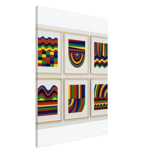 Sol LeWitt - Arcs and Bands in Colors Canvas - 20x30 cm / 8x12 inches-canvas
