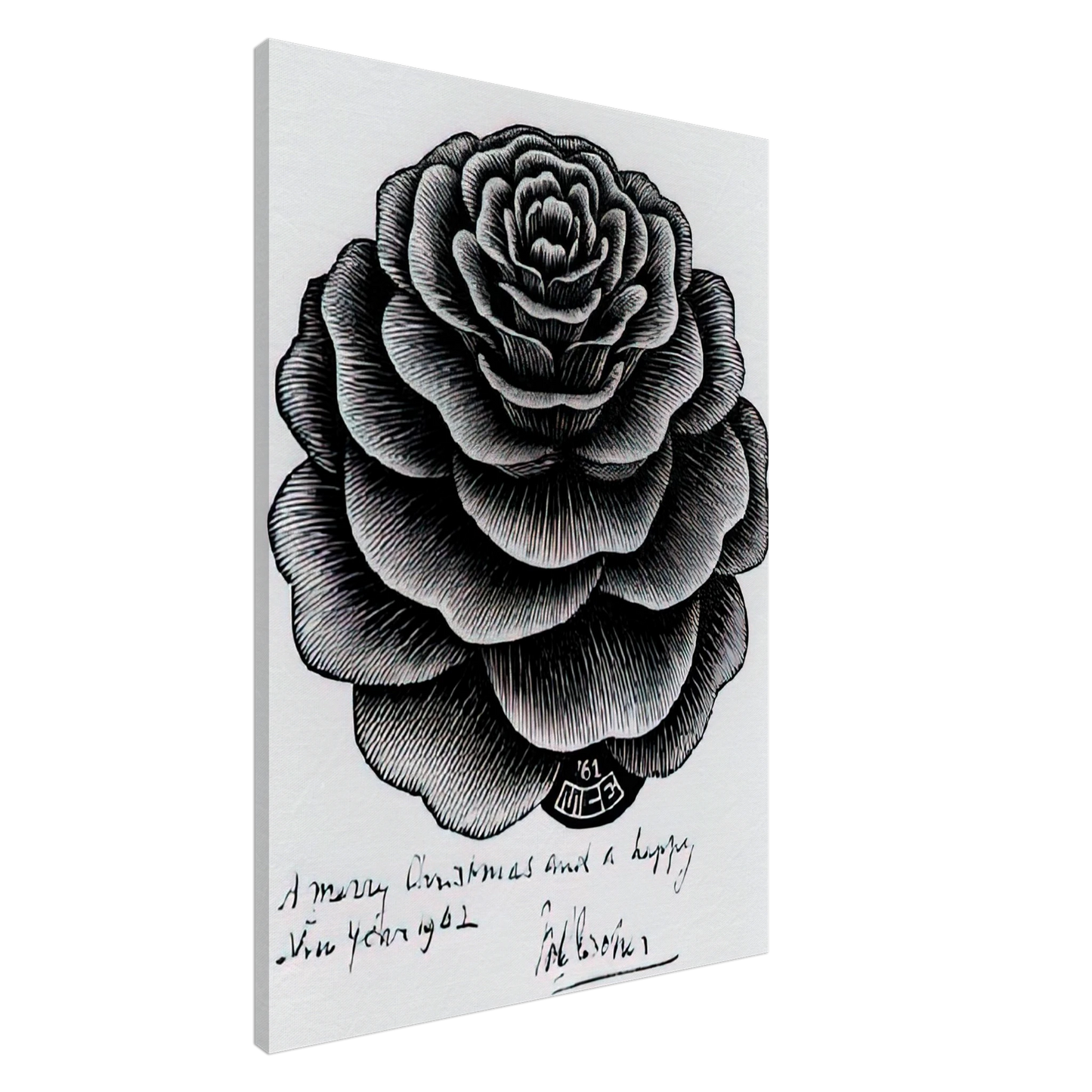 MC Escher - MERRY CHRISTMAS HAPPY NEW YEAR Canvas - 20x30 cm / 8x12 inches-canvas