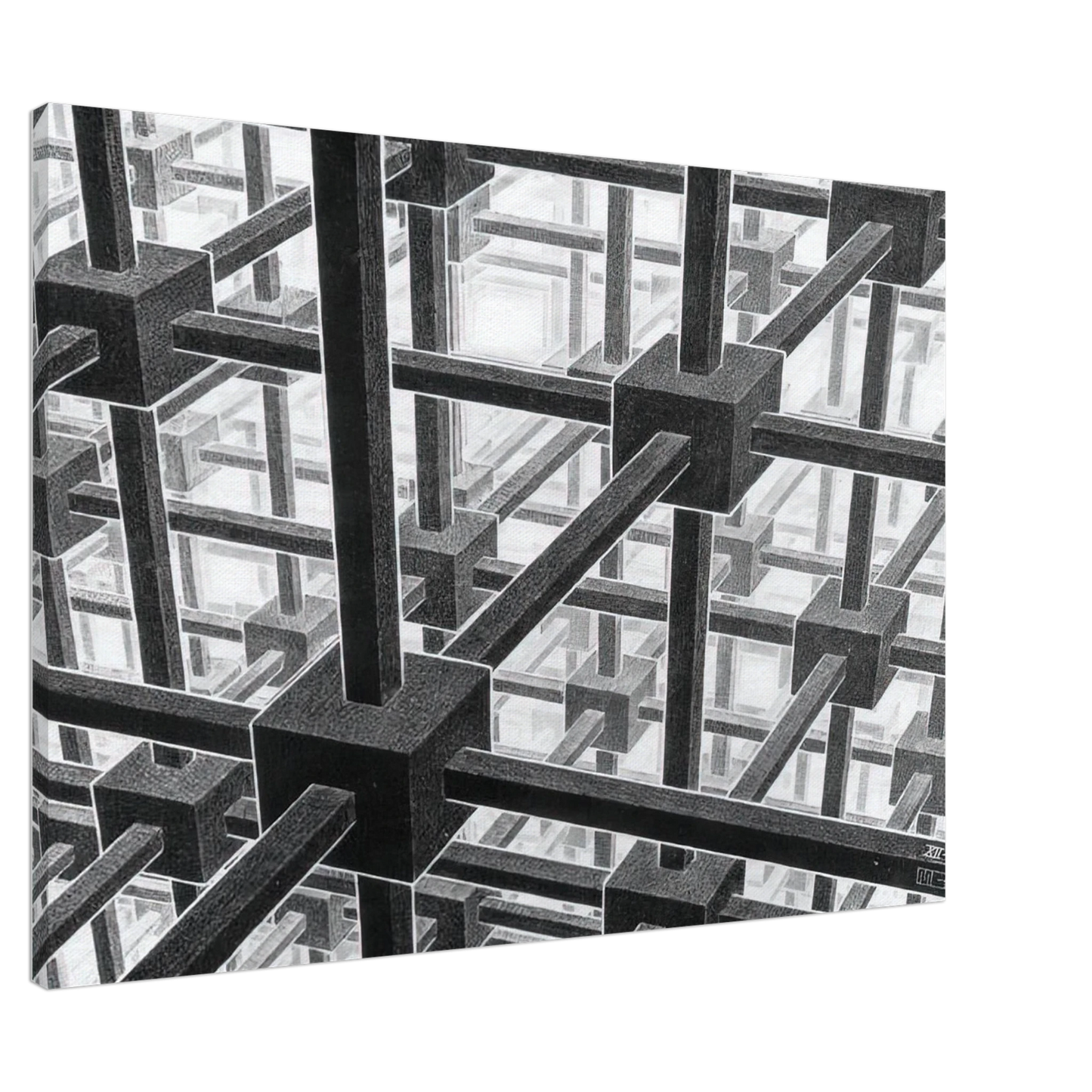 MC Escher - CUBIC SPACE DIVISION Canvas - 20x30 cm / 8x12 inches-canvas