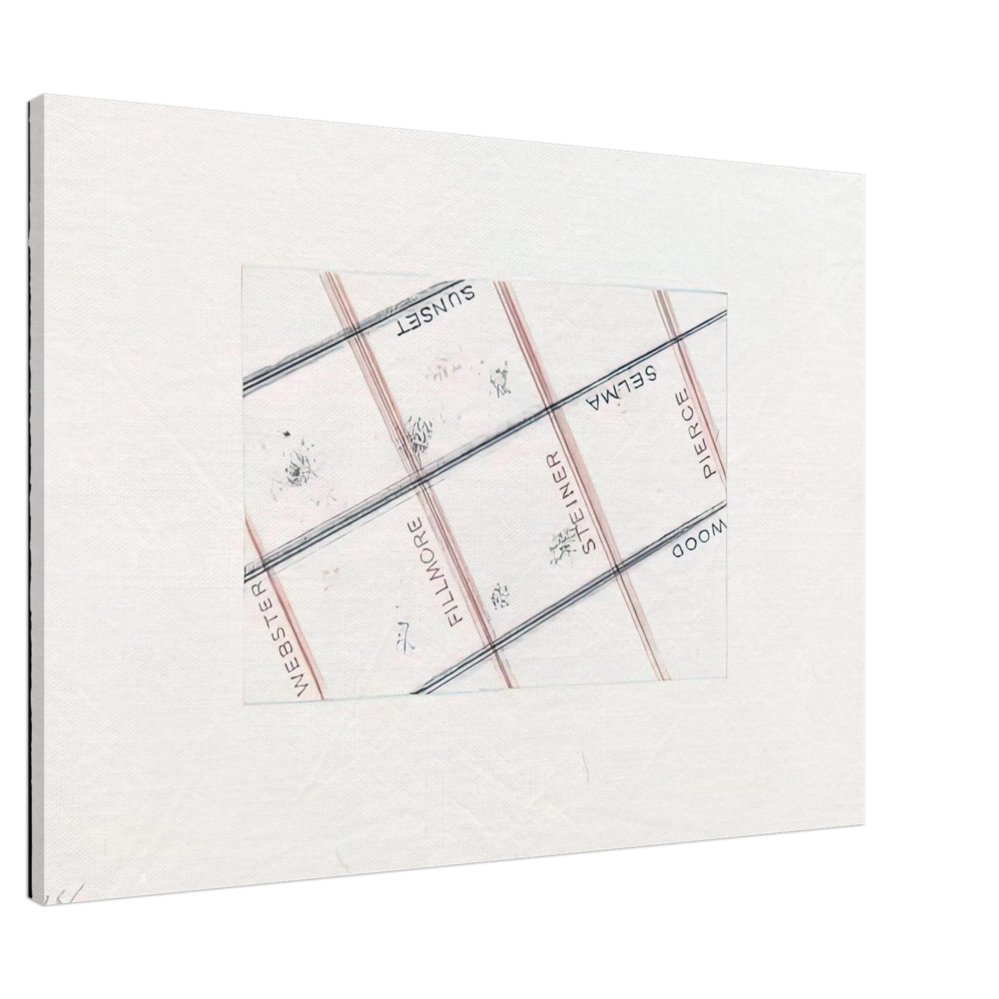 Edward Ruscha - PIERCE FROM LOS FRANCISCO SAN ANGELES PORTFOLIO Canvas - 20x30 cm / 8x12 inches-canvas