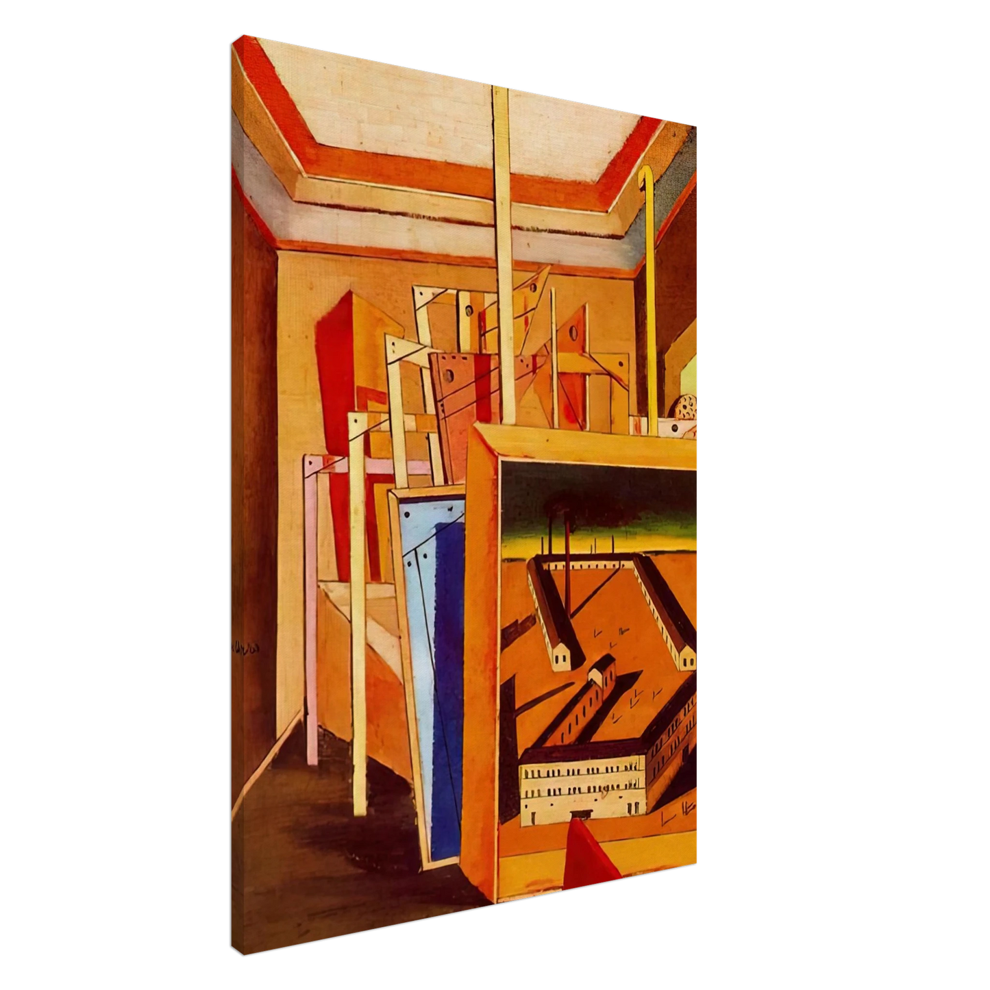 Giorgio de Chirico - METAPHYSICAL INTERIOR OF STUDIO 1948 Canvas - 20x30 cm / 8x12 inches-canvas