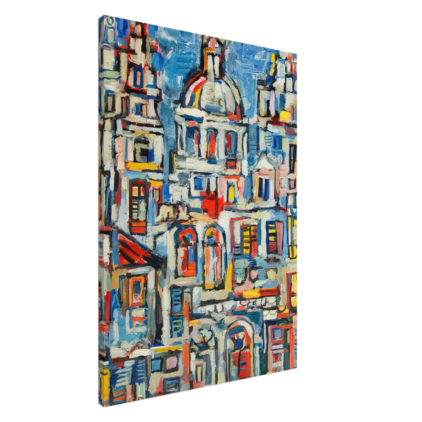 Rene Portocarrero - LANDSCAPE OF HAVANA 1961 Canvas - 20x30 cm / 8x12 inches-canvas