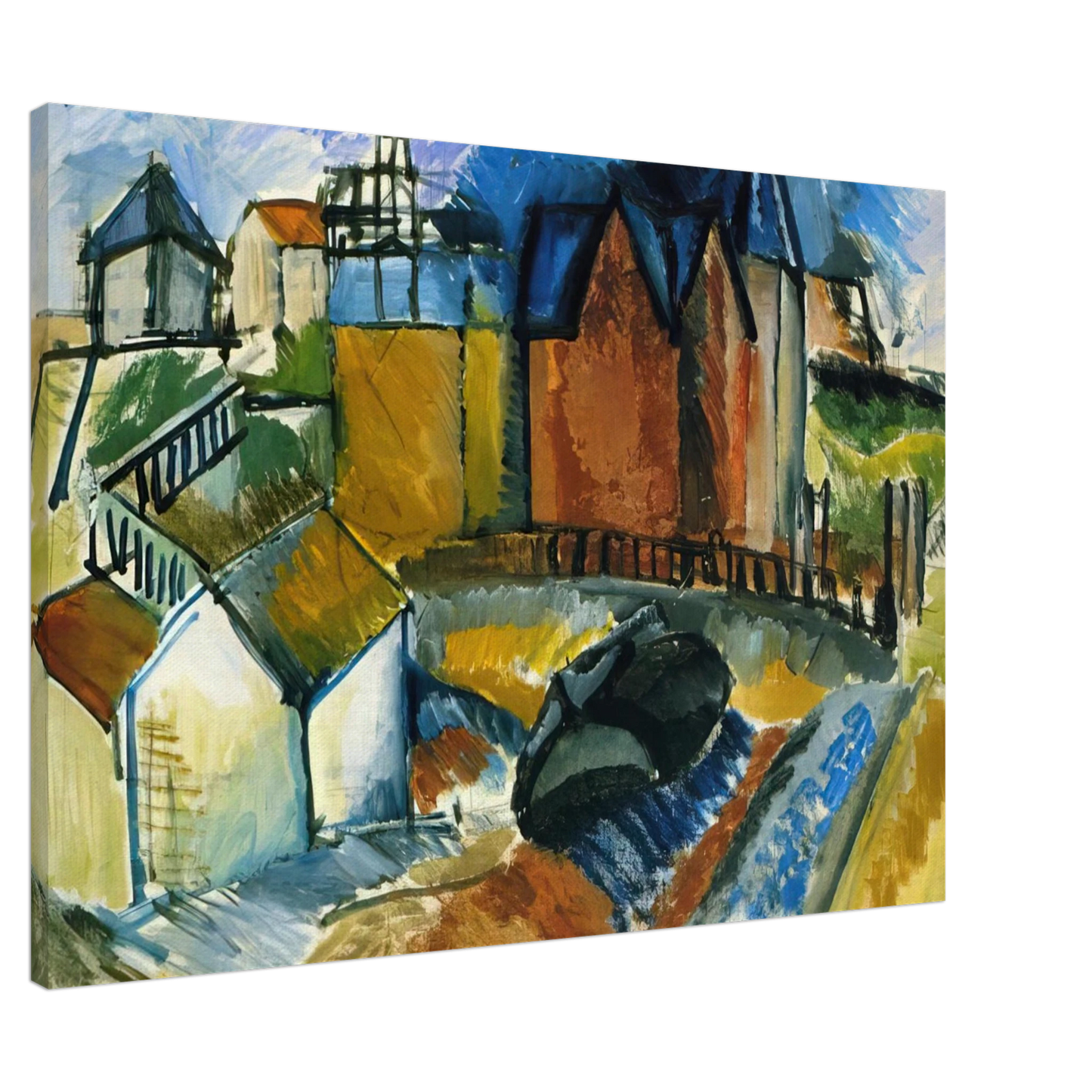 Raoul Dufy - THE BEACH AT HAVRE 1910 Canvas - 20x30 cm / 8x12 inches-canvas