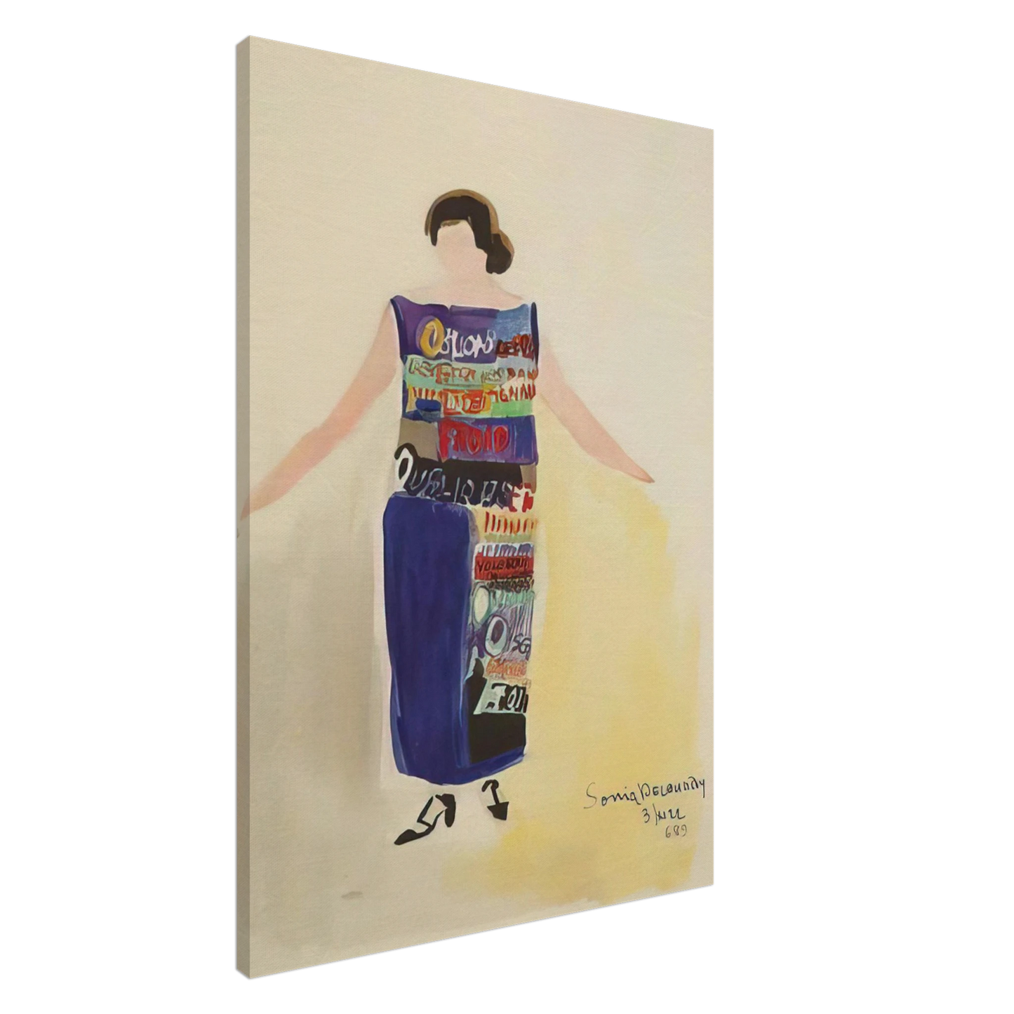 Sonia Delaunay - ROBE POEME OUBLIONS LES OISEAUX 1922 Canvas - 20x30 cm / 8x12 inches-canvas