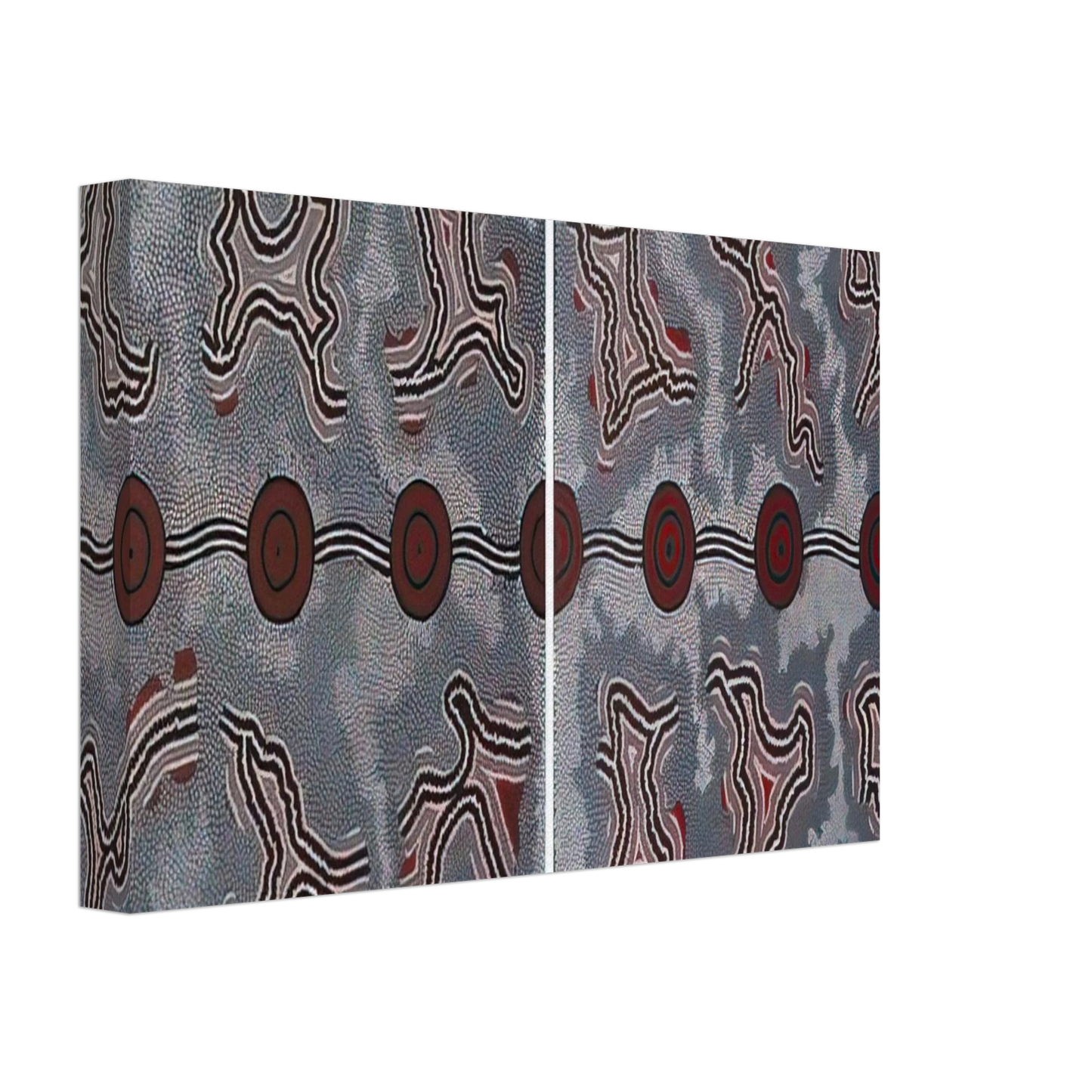 Clifford Possum Tjapaltjarri - Narripi Dreaming Diptych - 1990 Canvas - 40x60 cm / 16x24 inches-canvas