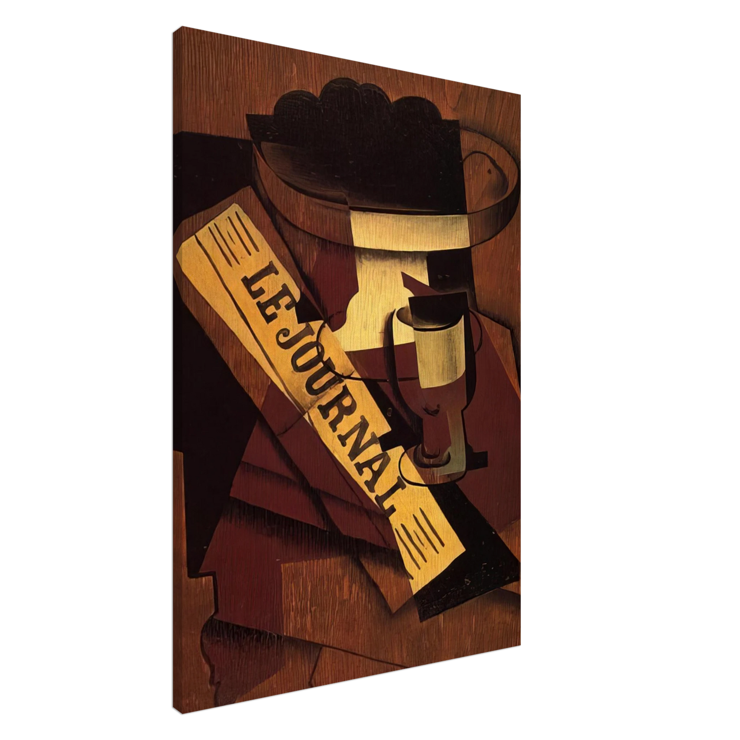 Juan Gris - FRUIT DISH GLASS AND NEWSPAPER 1916 Canvas - 20x30 cm / 8x12 inches-canvas
