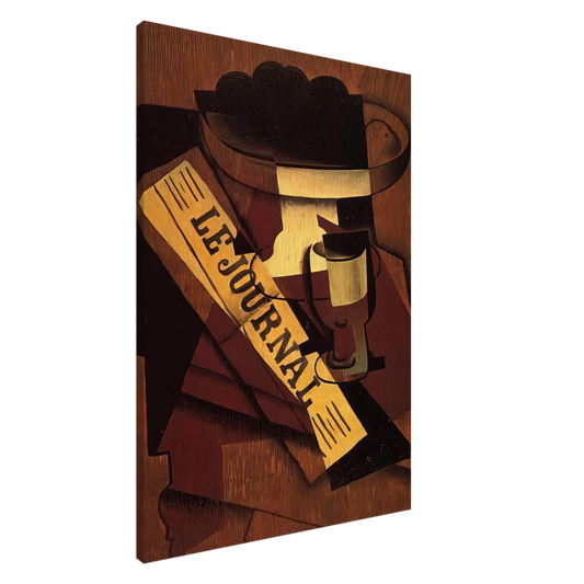 Juan Gris - FRUIT DISH GLASS AND NEWSPAPER 1916 Canvas - 20x30 cm / 8x12 inches-canvas