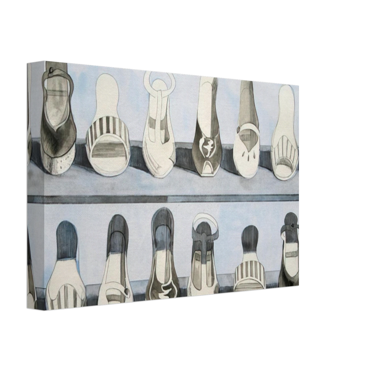 Wayne Thiebaud - Shoe Rows - 1975 Canvas - 40x60 cm / 16x24 inches-canvas