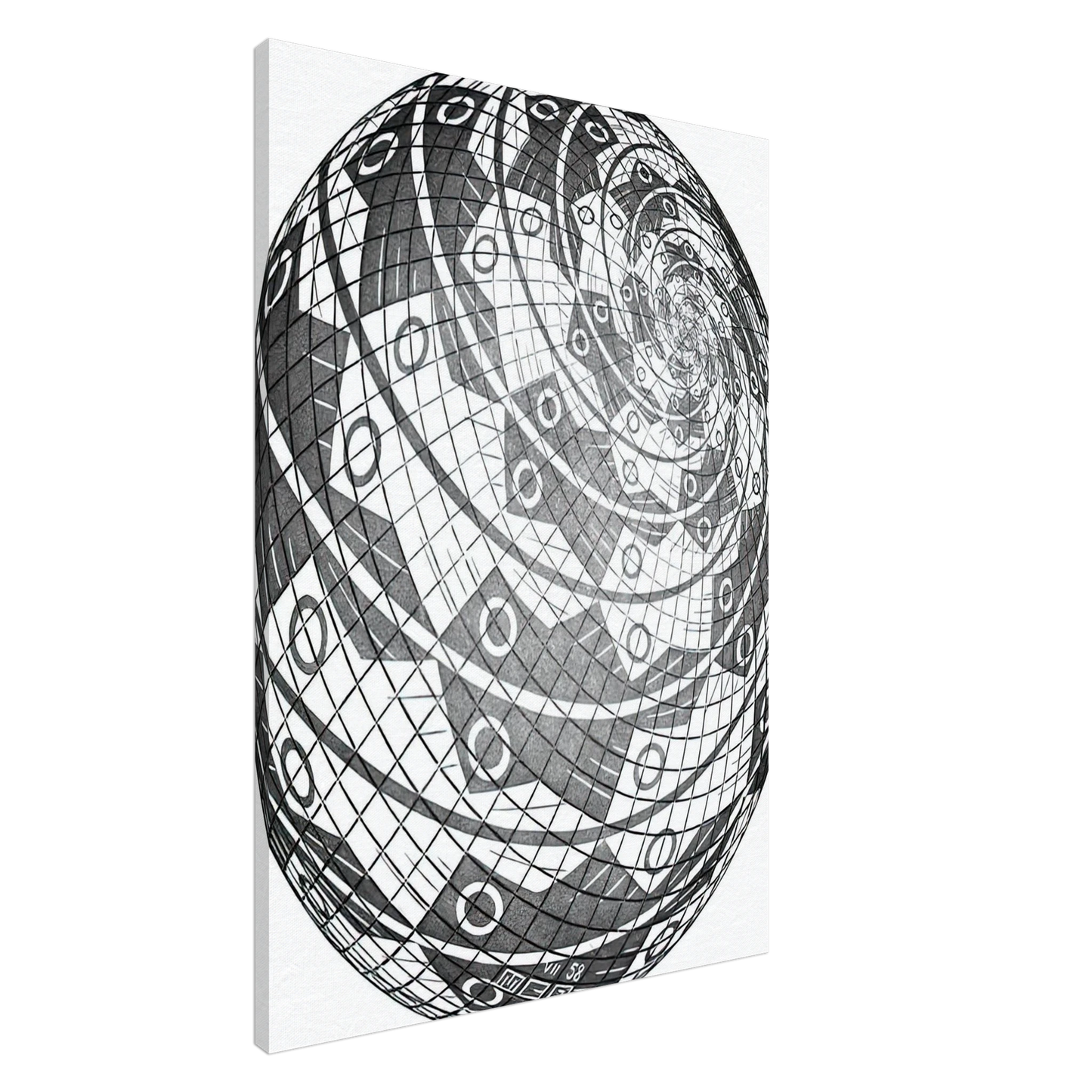 MC Escher - SPHERE SURFACE WITH FISHES Canvas - 20x30 cm / 8x12 inches-canvas