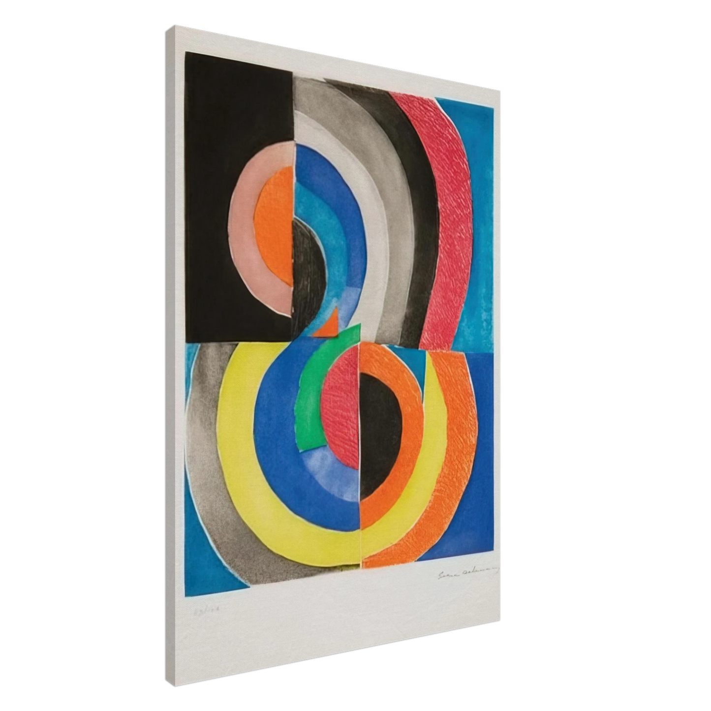 Sonia Delaunay - ABSTRACT COMPOSITION WITH SEMICIRCLES Canvas - 20x30 cm / 8x12 inches-canvas