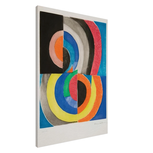 Sonia Delaunay - ABSTRACT COMPOSITION WITH SEMICIRCLES Canvas - 20x30 cm / 8x12 inches-canvas