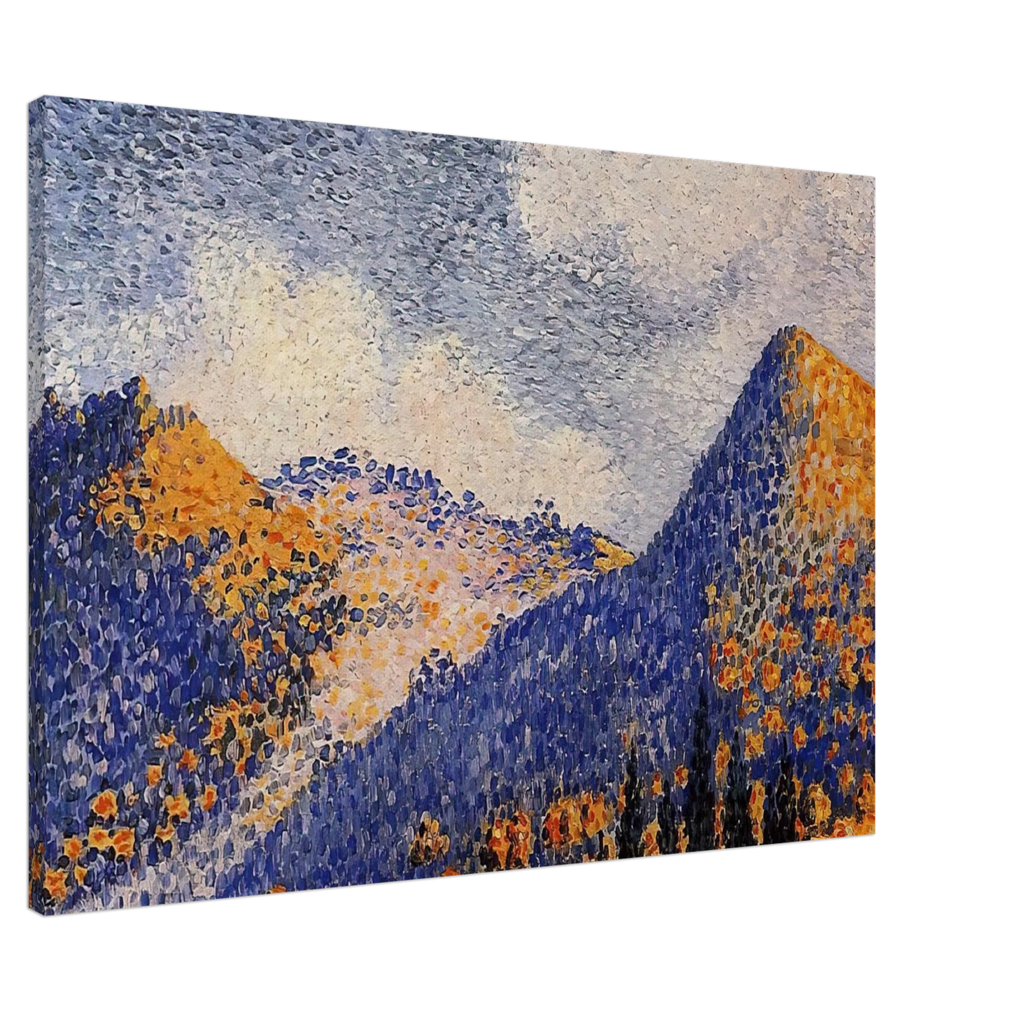 Henri-Edmond Cross - Landscape, the Little Maresque Mountains Canvas - 20x30 cm / 8x12 inches-canvas