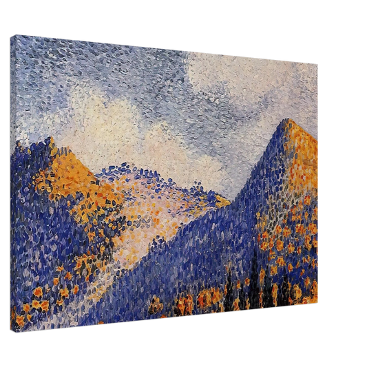 Henri-Edmond Cross - Landscape, the Little Maresque Mountains Canvas - 20x30 cm / 8x12 inches-canvas