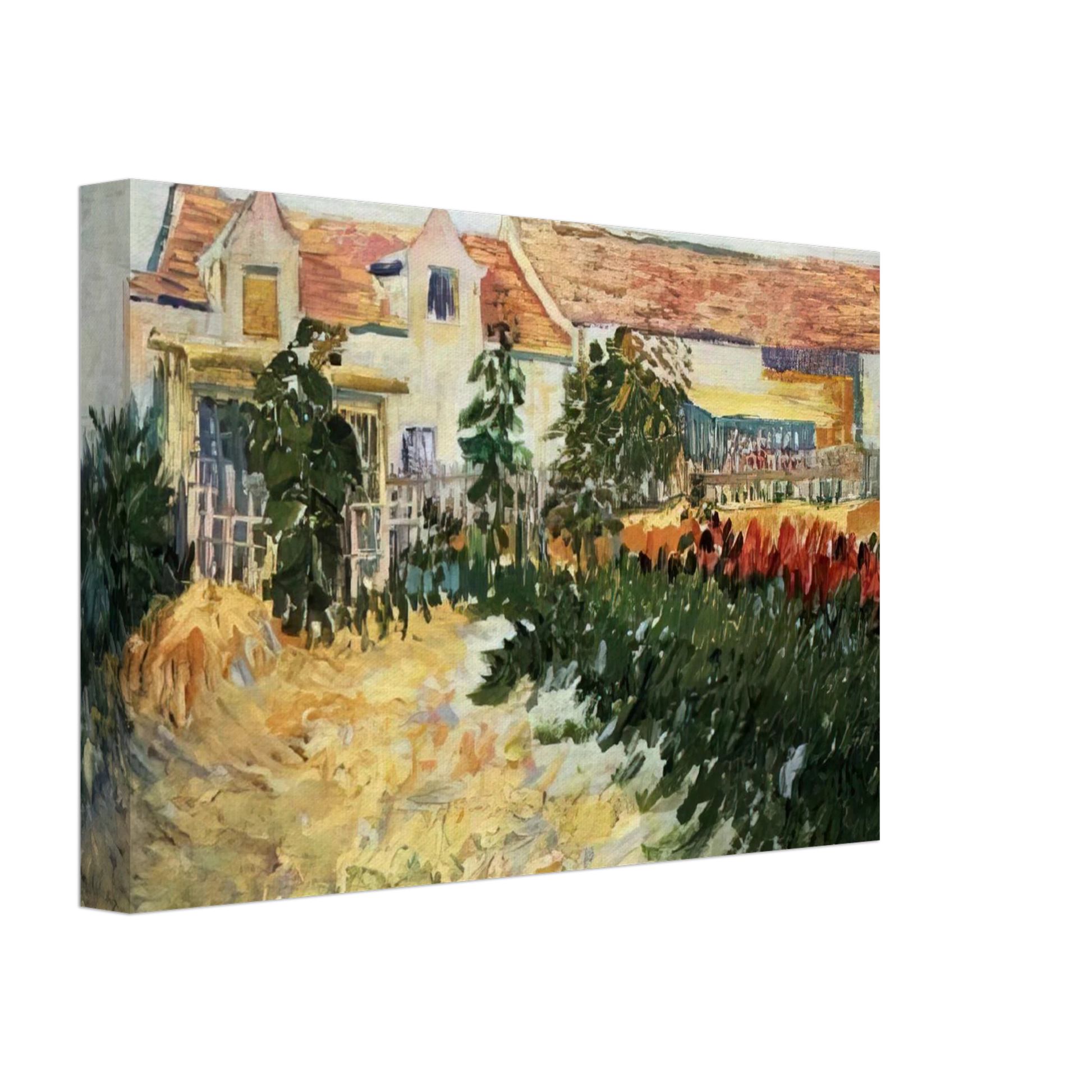 Vincent van Gogh - House with sunflowers Canvas - 70x100 cm / 28x40 inches-canvas