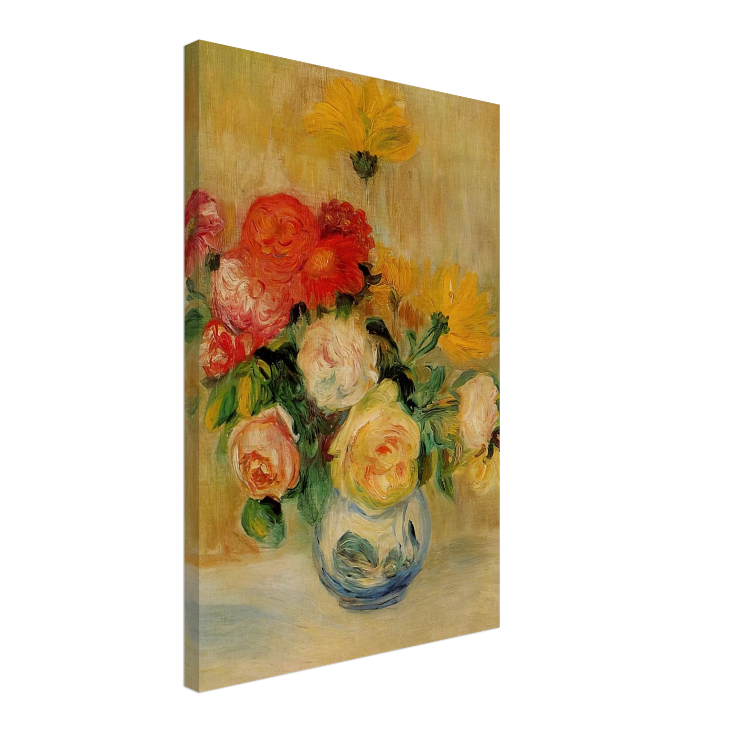 Pierre-Auguste Renoir - Vase of Roses and Dahlias Canvas - 70x100 cm / 28x40 inches-canvas