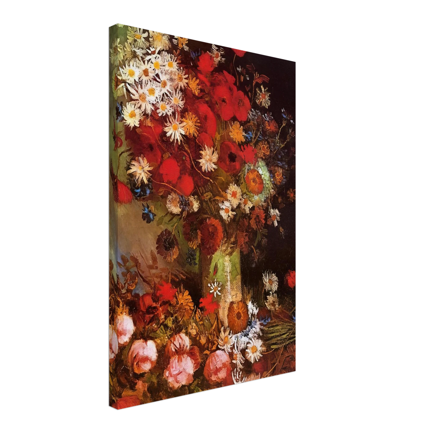 Vincent van Gogh - Vase with Poppies, Cornflowers, Peonies and Chrysanthemums Canvas - 70x100 cm / 28x40 inches-canvas