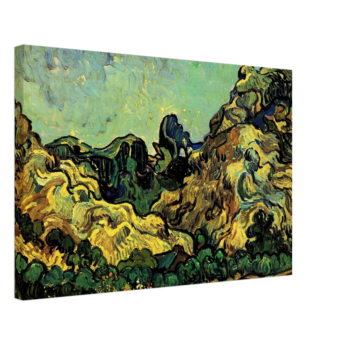 Vincent van Gogh - Mountains at Saint-Remy with Dark Cottage Canvas - 70x100 cm / 28x40 inches-canvas