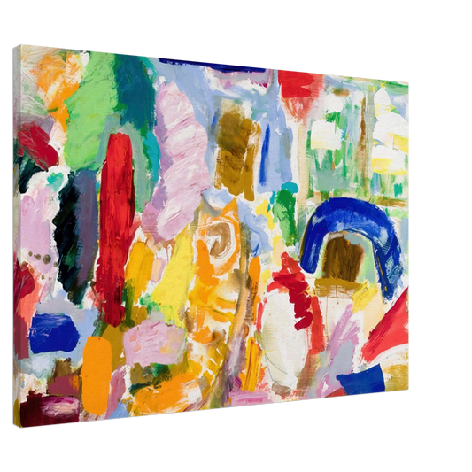 Taro Yamamoto - PAPER KITE BROWN HAT AND RED VASE 1987 Canvas - 20x30 cm / 8x12 inches-canvas