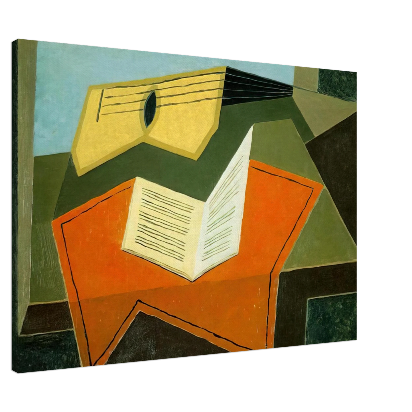 Juan Gris - GUITAR AND MUSIC PAPER 1927 Canvas - 20x30 cm / 8x12 inches-canvas