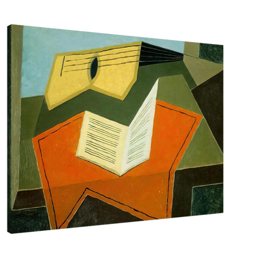 Juan Gris - GUITAR AND MUSIC PAPER 1927 Canvas - 20x30 cm / 8x12 inches-canvas