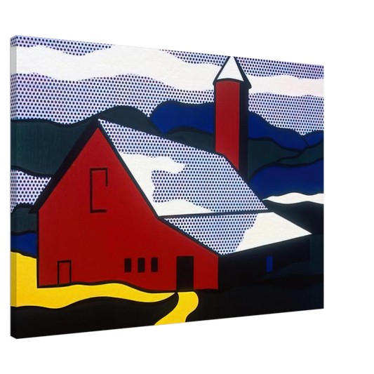 Roy Lichtenstein - RED BARN II 1969 Canvas - 20x30 cm / 8x12 inches-canvas
