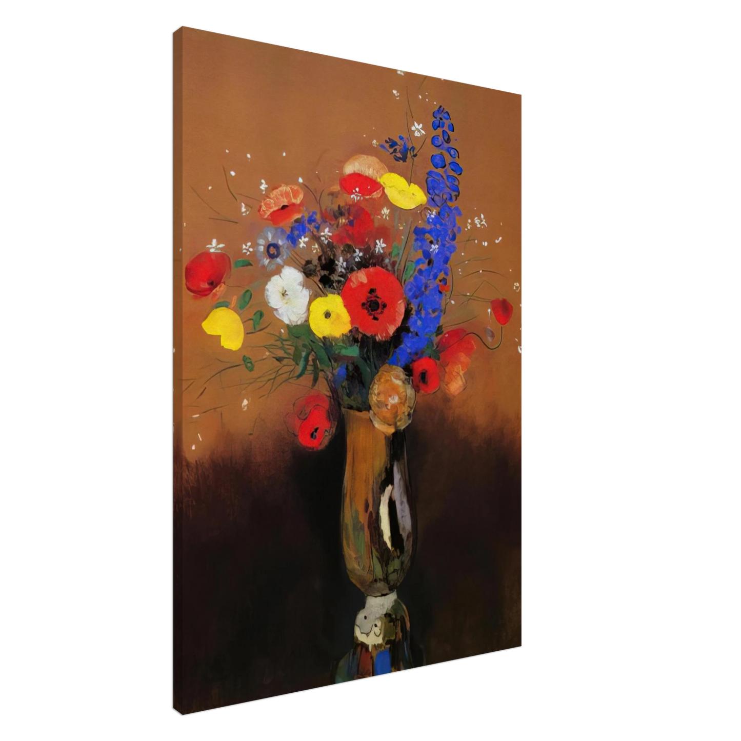 Odilon Redon - WILD FLOWERS IN A LONG NECKED VASE Canvas - 20x30 cm / 8x12 inches-canvas