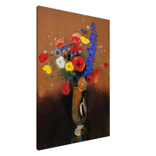 Odilon Redon - WILD FLOWERS IN A LONG NECKED VASE Canvas - 20x30 cm / 8x12 inches-canvas
