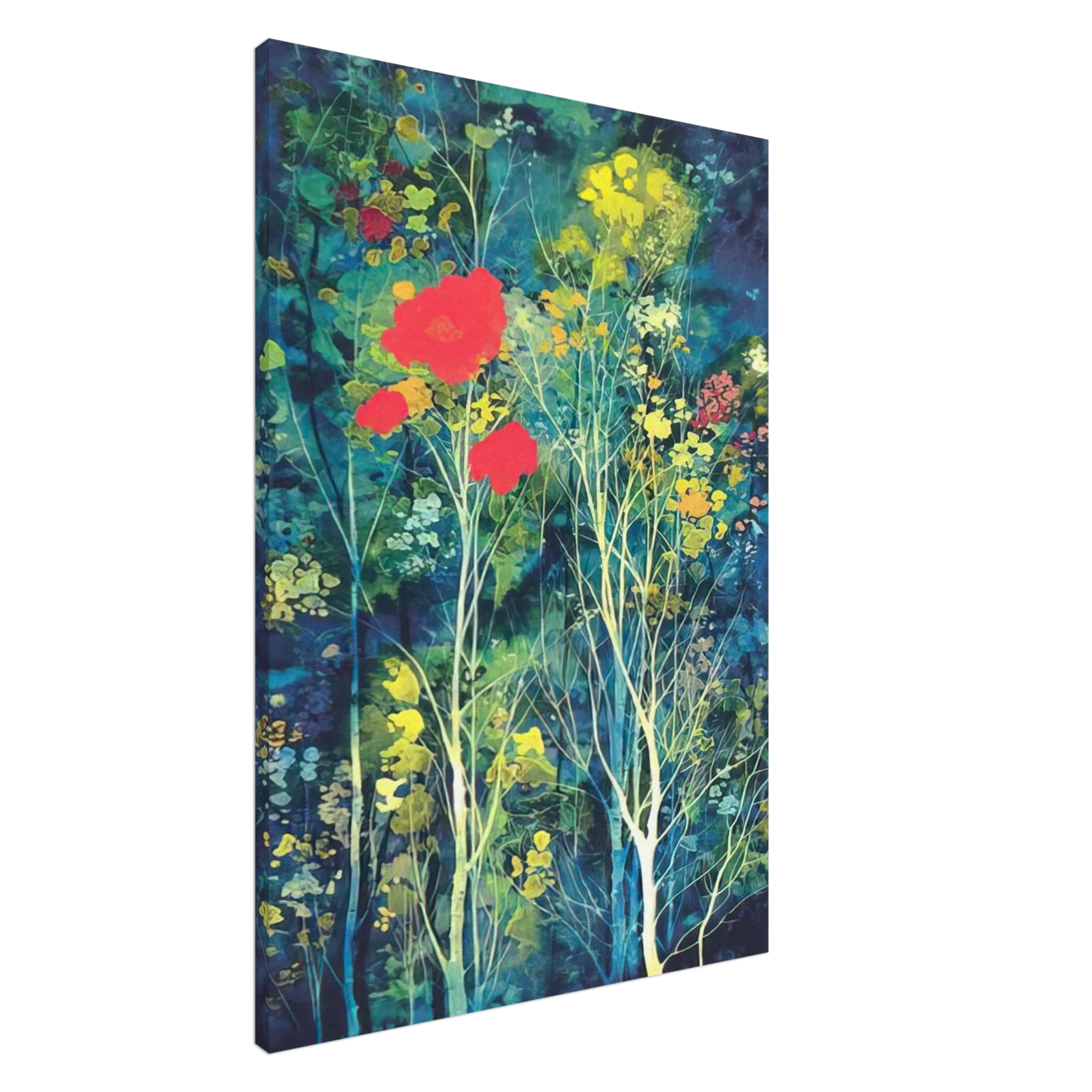 Eyvind Earle - Poppies and Flowers Canvas - 20x30 cm / 8x12 inches-canvas