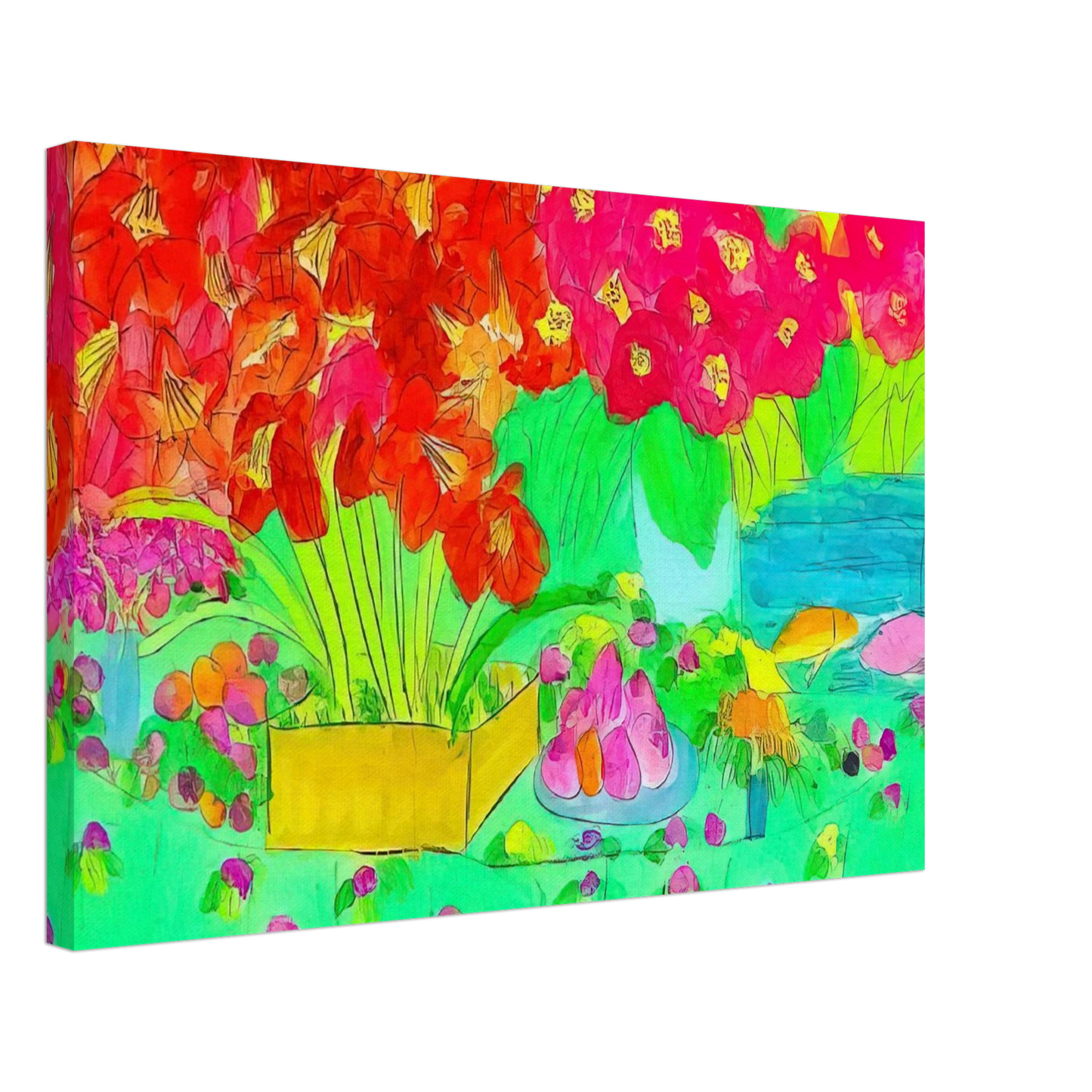 Walasse Ting - Rose Garden - 1990 Canvas - 40x60 cm / 16x24 inches-canvas