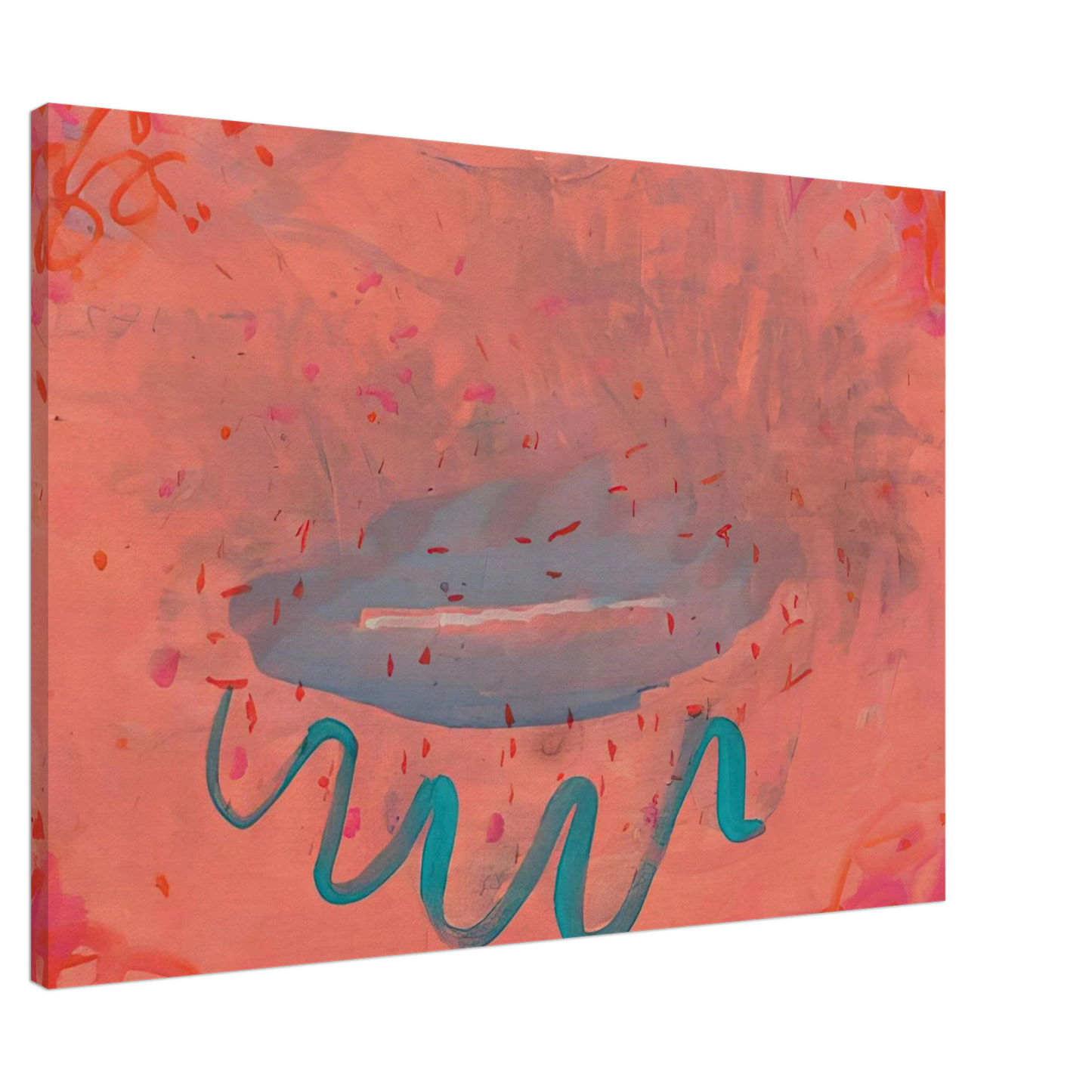 Paul Thek - Untitled Lips with Turquoise - 1984 Canvas - 20x30 cm / 8x12 inches-canvas
