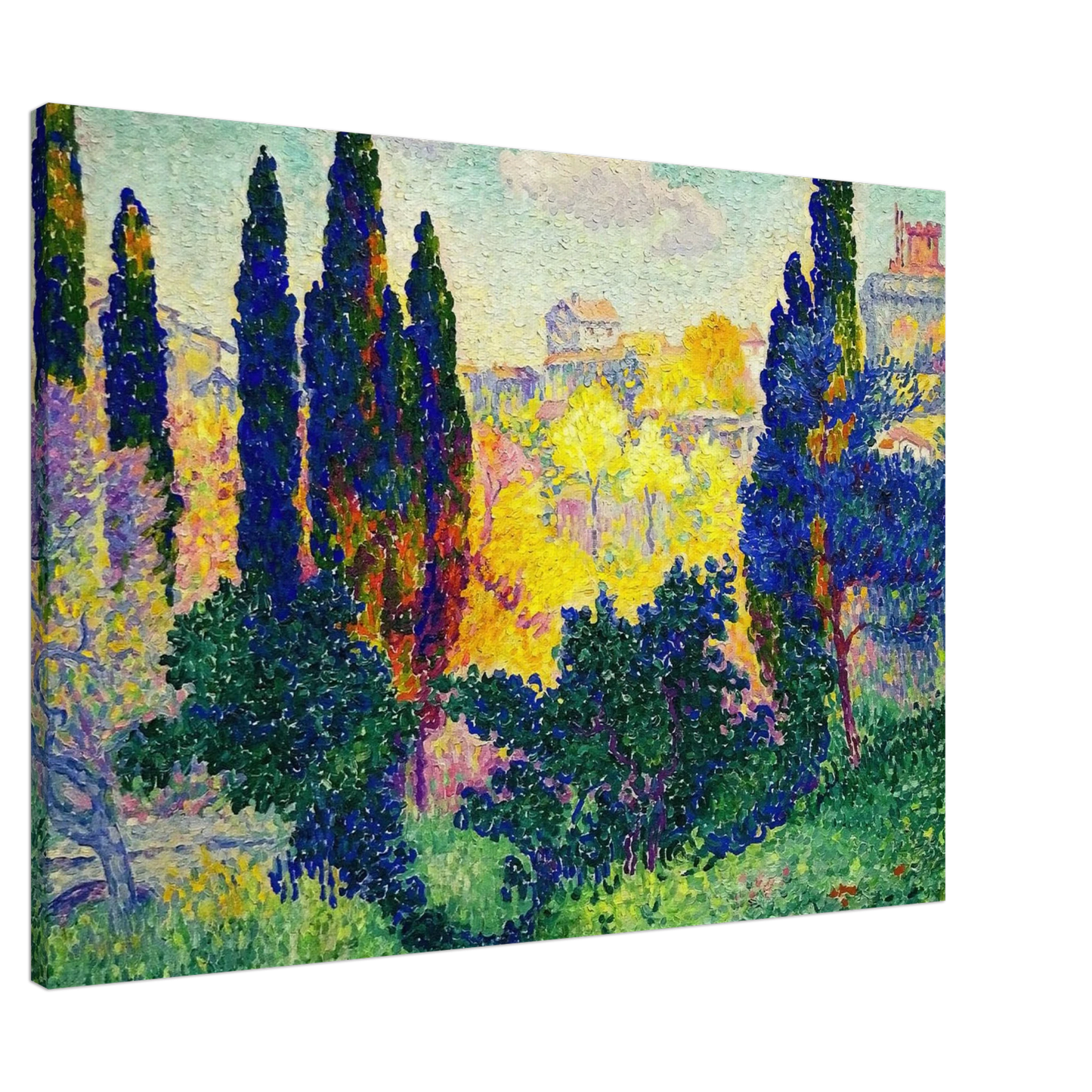 Henri-Edmond Cross - The Cypresses at Cagnes Canvas - 20x30 cm / 8x12 inches-canvas