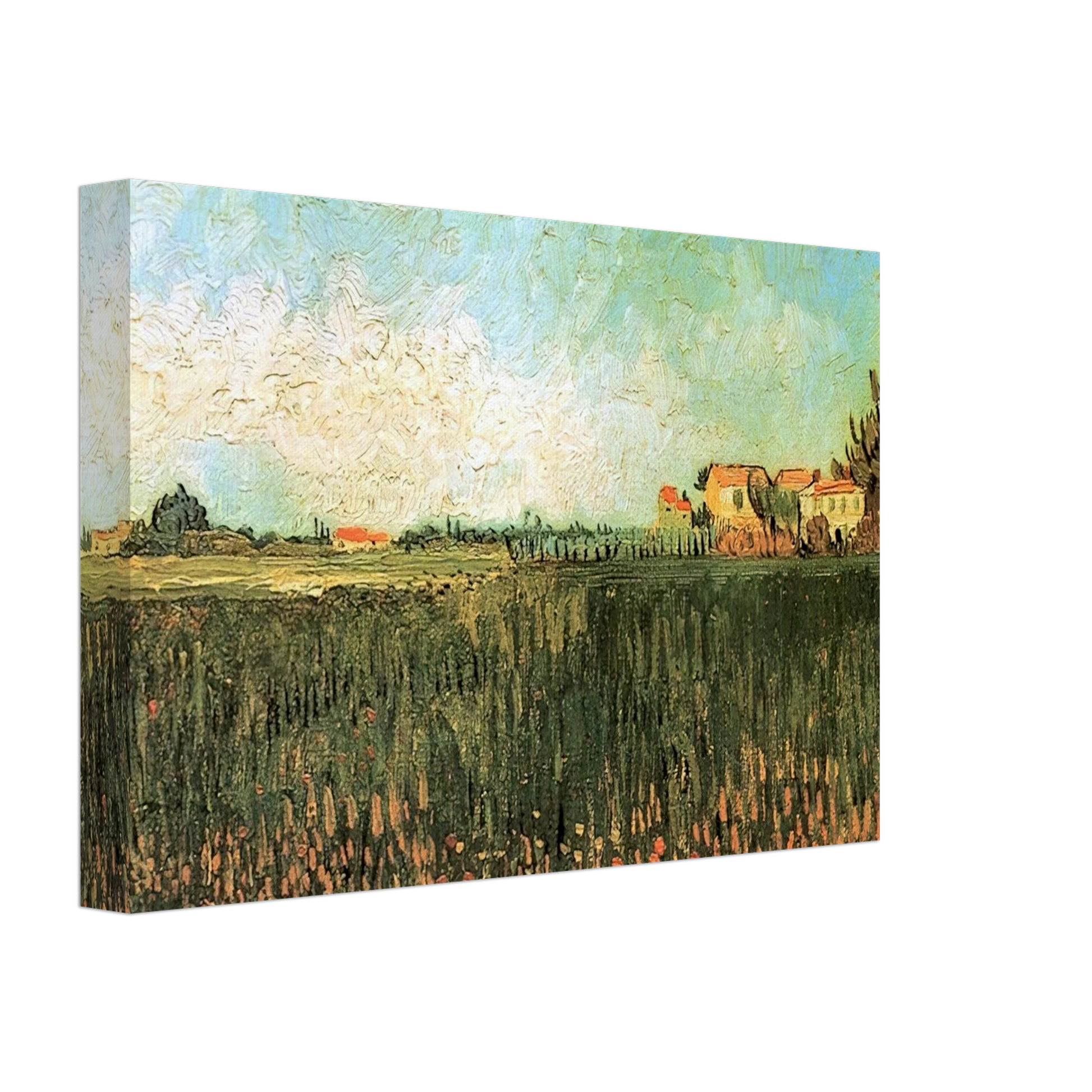 Vincent van Gogh - Farmhouses in a Wheat Field Near Arles Canvas - 40x60 cm / 16x24 inches-canvas