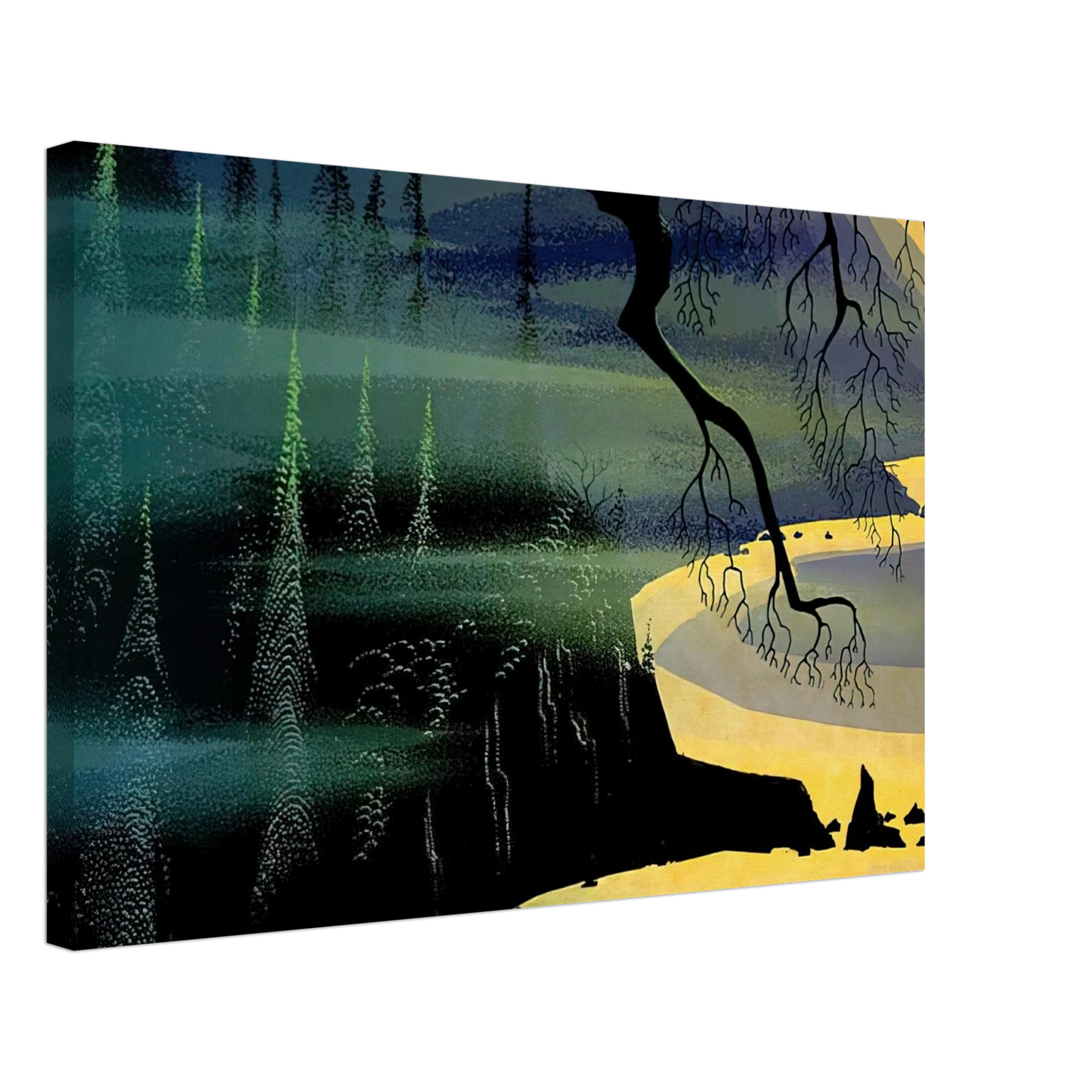 Eyvind Earle - Blue Mist Canvas - 70x100 cm / 28x40 inches-canvas
