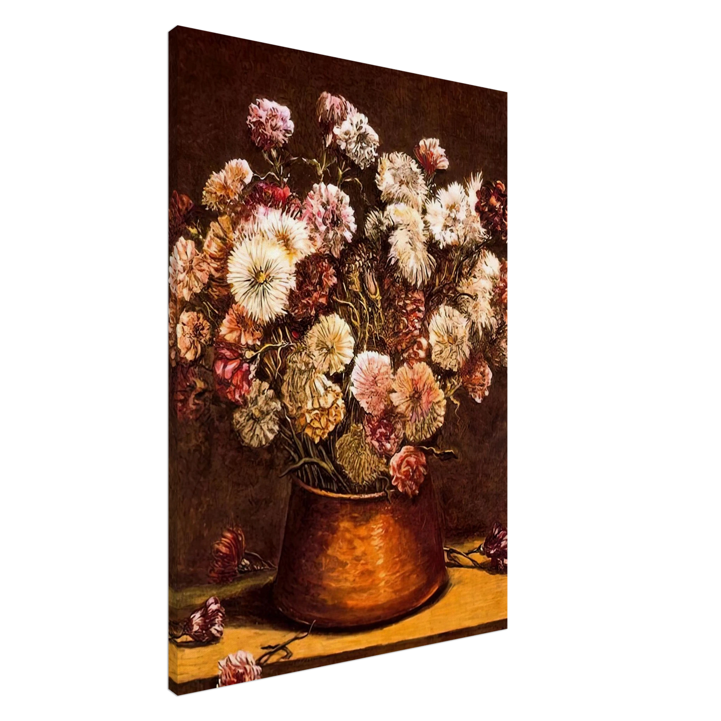 Giorgio de Chirico - STILL LIFE WITH FLOWERS IN COPPER BOWL Canvas - 20x30 cm / 8x12 inches-canvas