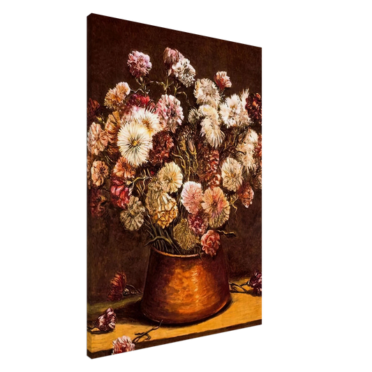 Giorgio de Chirico - STILL LIFE WITH FLOWERS IN COPPER BOWL Canvas - 20x30 cm / 8x12 inches-canvas