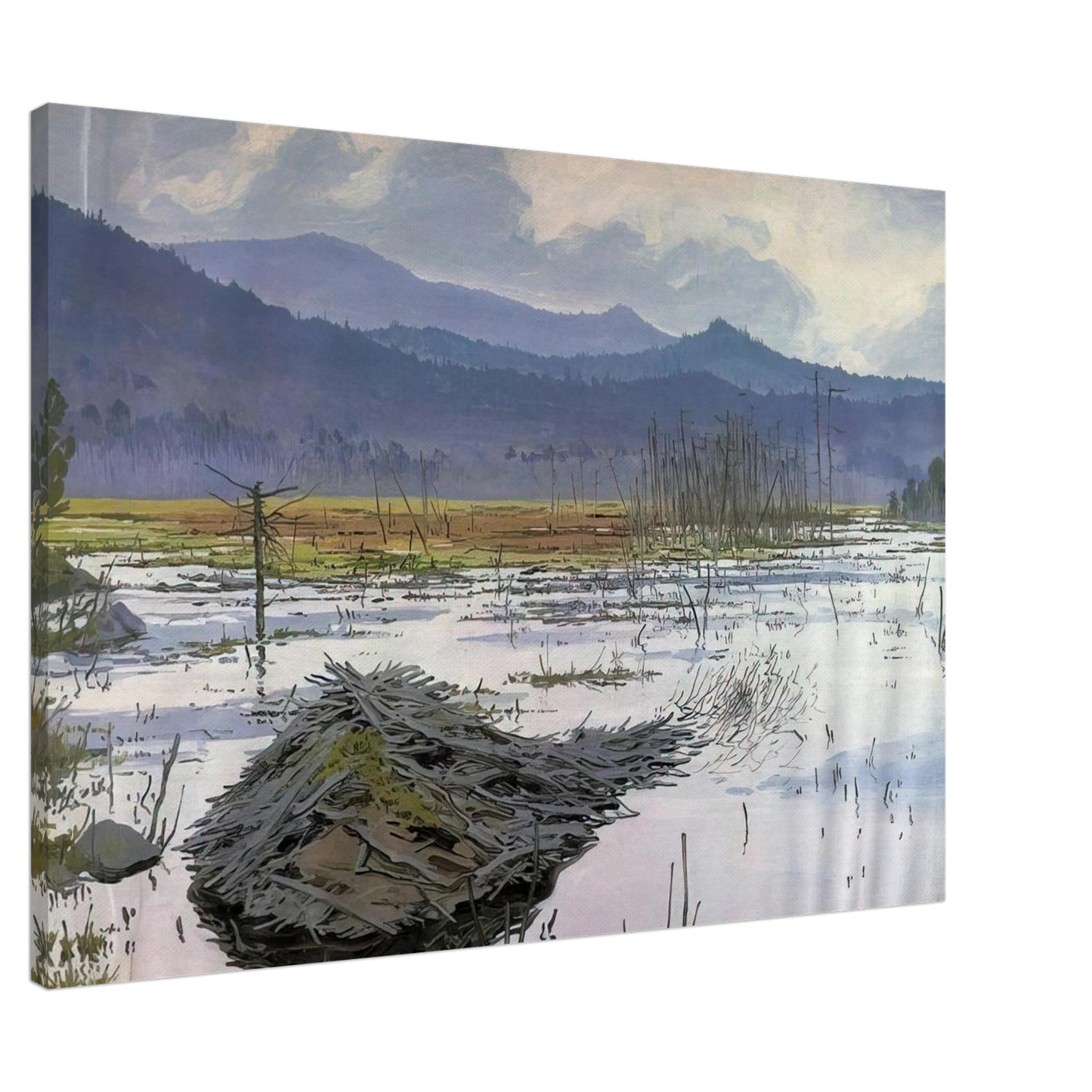 Neil Welliver - Beaver Pond - 1976 Canvas - 20x30 cm / 8x12 inches-canvas