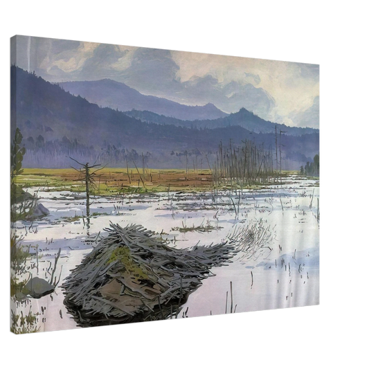Neil Welliver - Beaver Pond - 1976 Canvas - 20x30 cm / 8x12 inches-canvas
