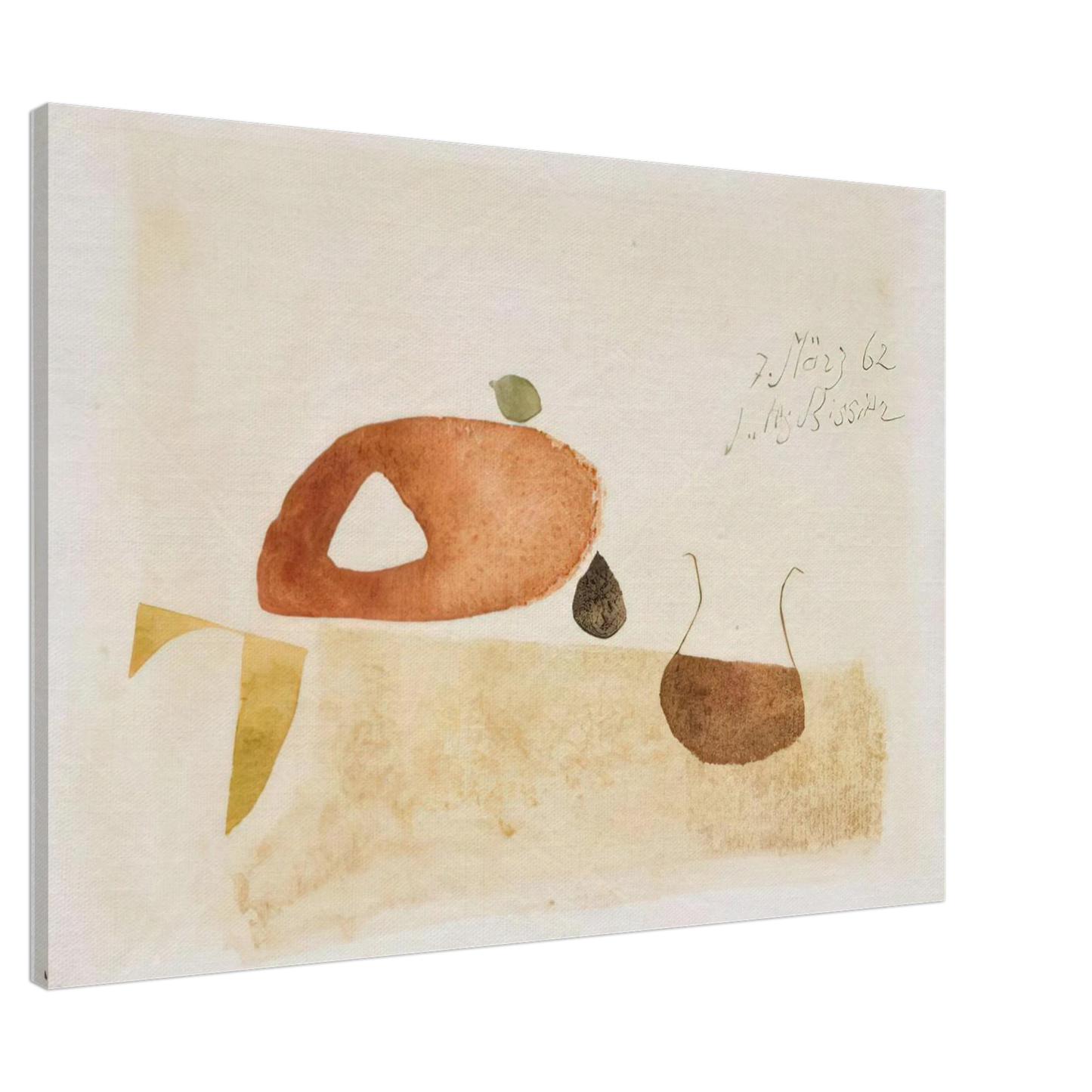 Julius Bissier - Komposition 7. Marz 62 - 1962 Canvas - 20x30 cm / 8x12 inches-canvas