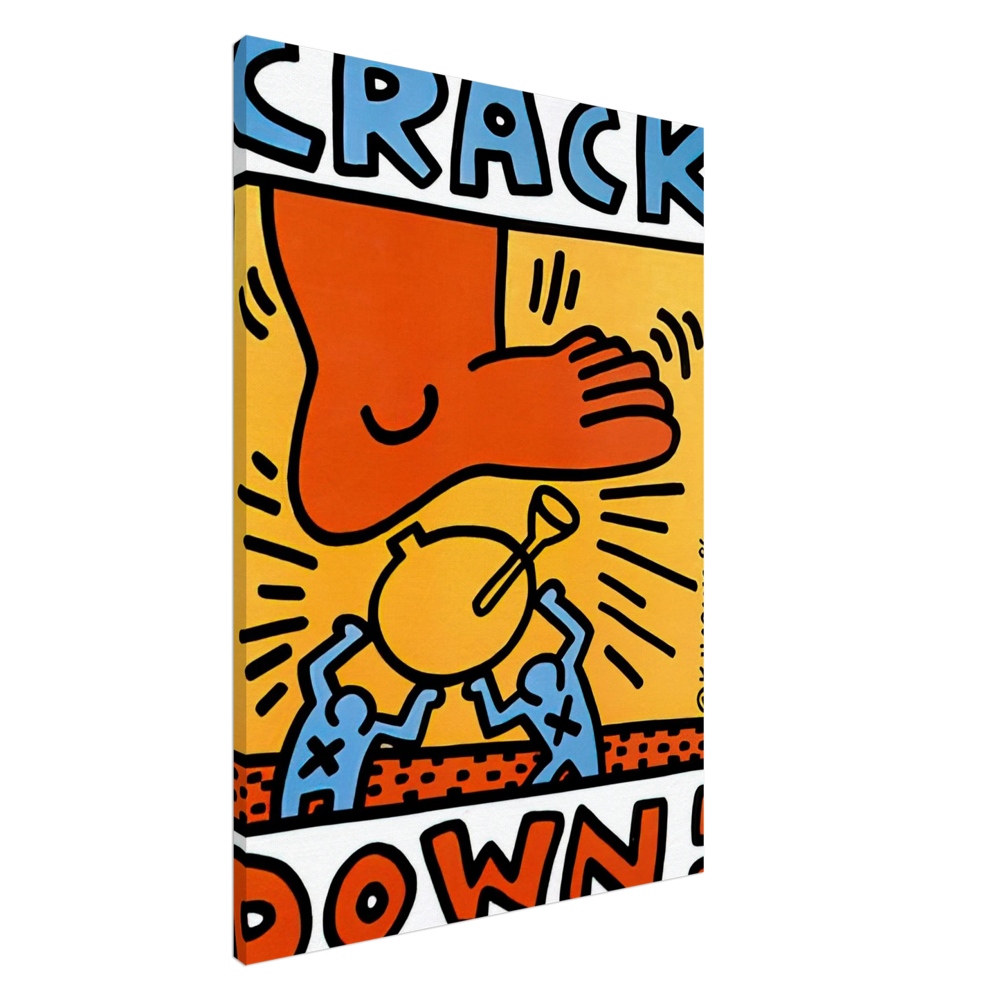 Keith Haring - CRACK DOWN 1986 Canvas - 20x30 cm / 8x12 inches-canvas