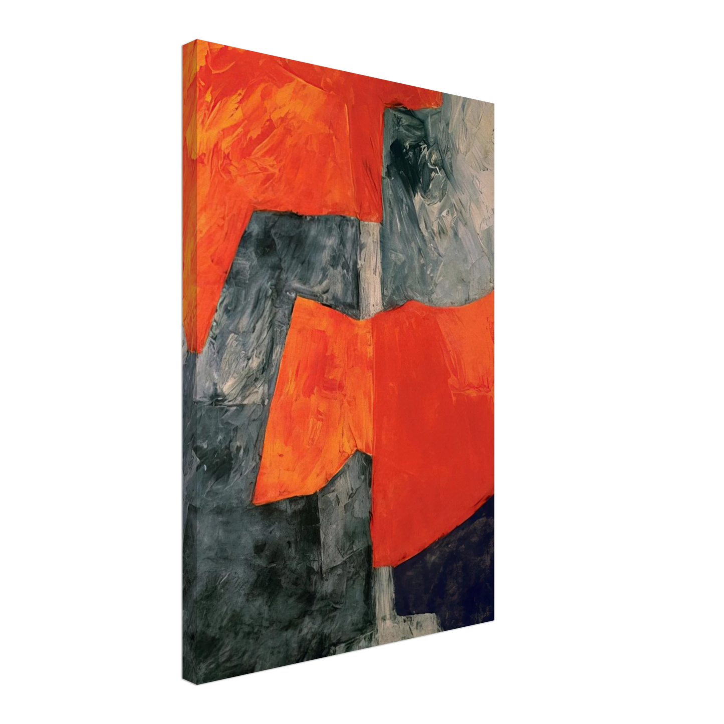 Serge Poliakoff - Composition grise et rouge - 1964 Canvas - 70x100 cm / 28x40 inches-canvas