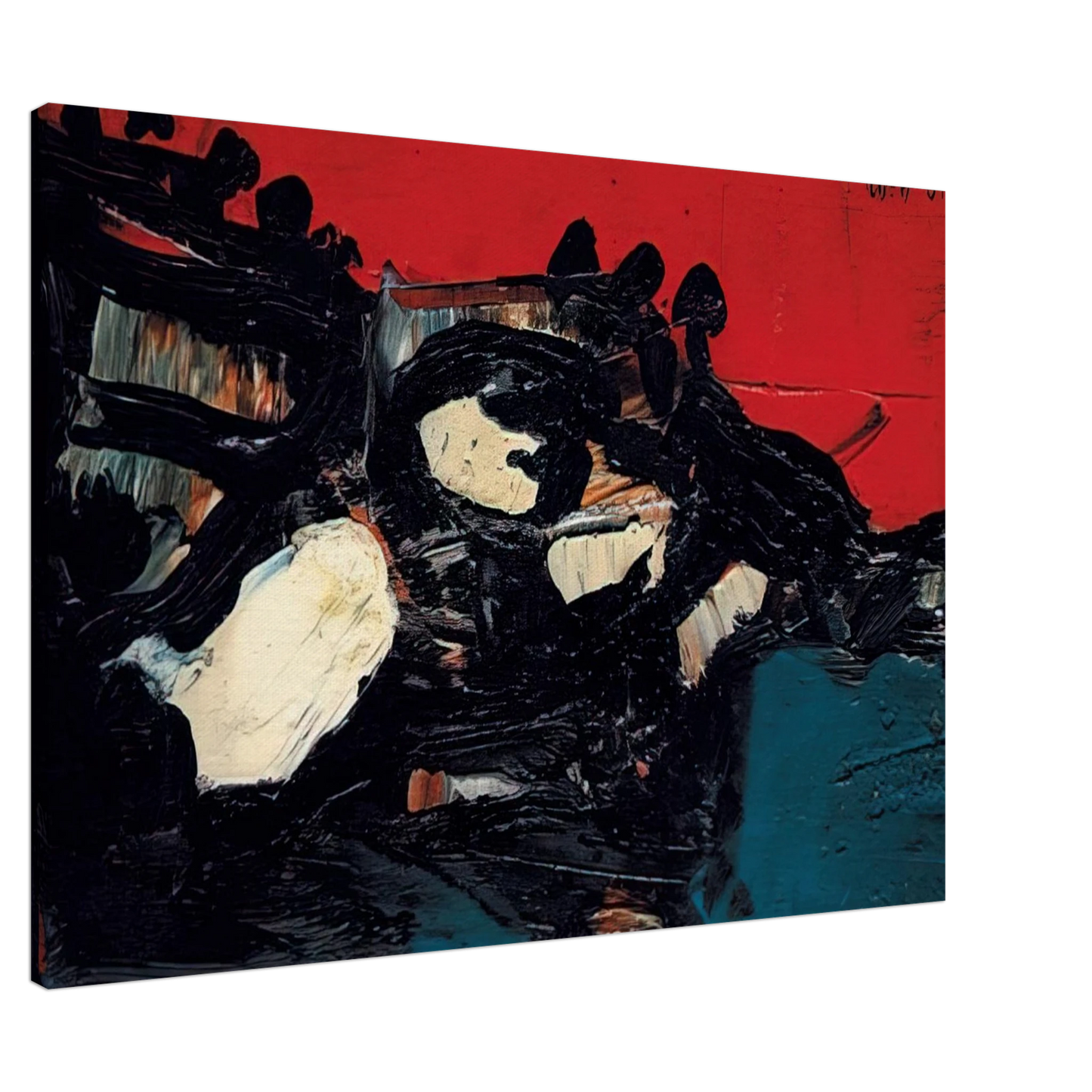 S. H. Raza - Ciel Rouge Sur Le Lac - 1961 Canvas - 20x30 cm / 8x12 inches-canvas