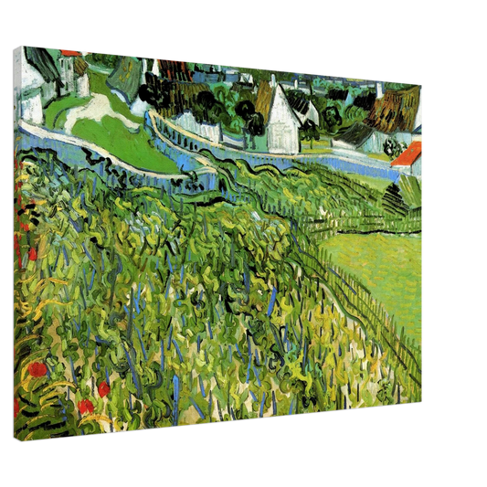 Vincent van Gogh - Vineyards with a View of Auvers Canvas - 20x30 cm / 8x12 inches-canvas