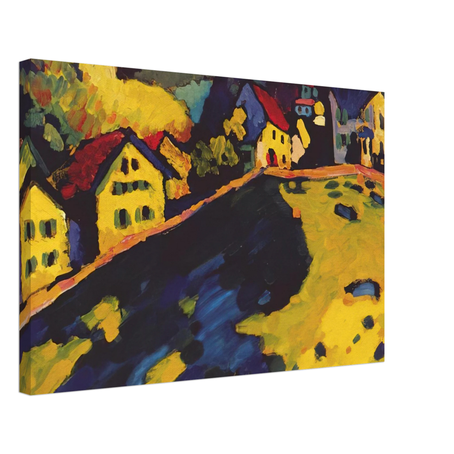 Wassily Kandinsky - HOUSES AT MURNAU 1909 Canvas - 40x60 cm / 16x24 inches-canvas