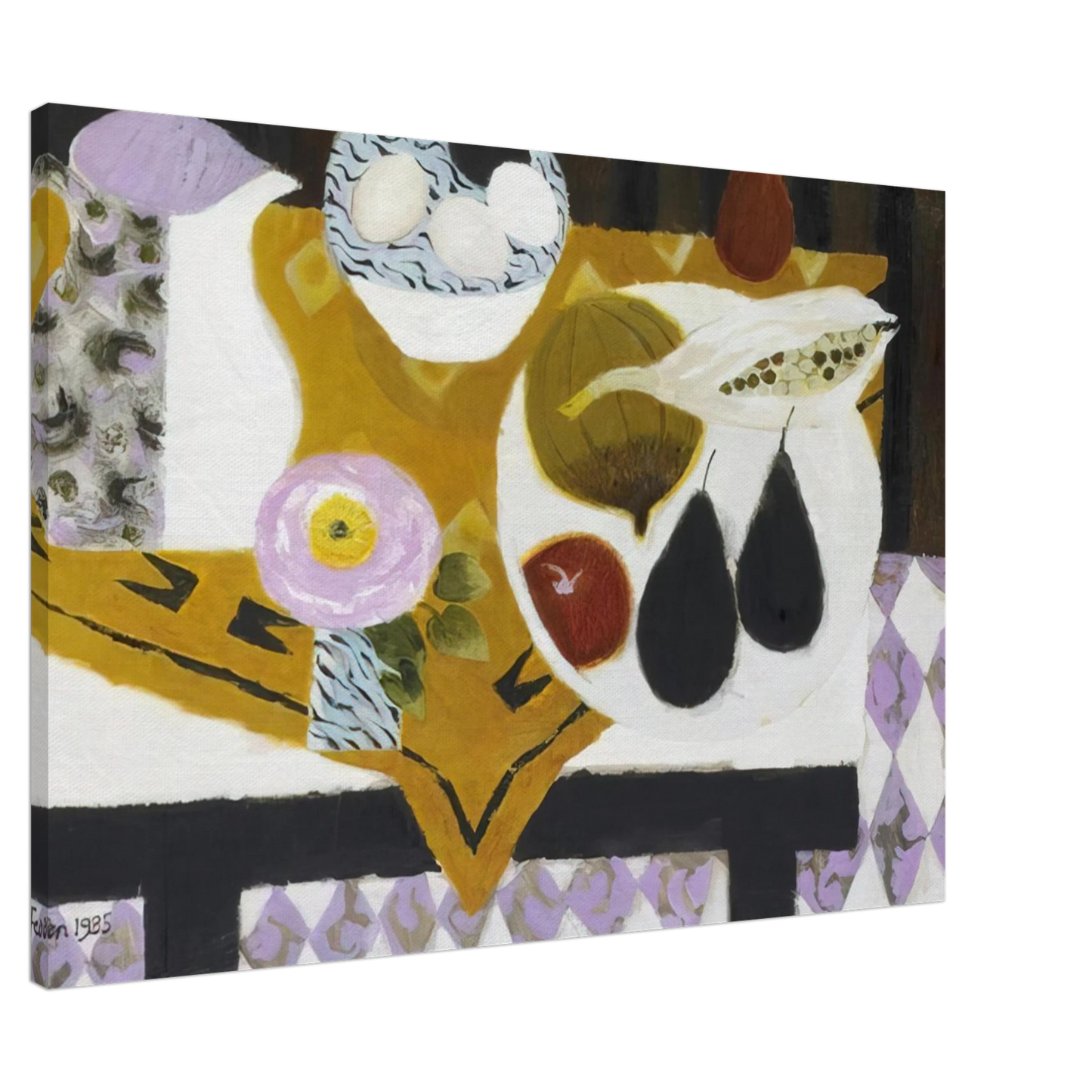 Mary Fedden - Bowl of Eggs - 1985 Canvas - 20x30 cm / 8x12 inches-canvas