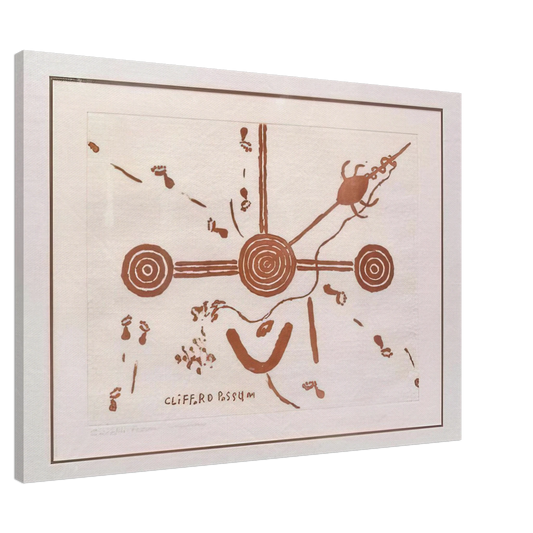 Clifford Possum Tjapaltjarri - Ngarlu, Love Story - 1994 Canvas - 20x30 cm / 8x12 inches-canvas